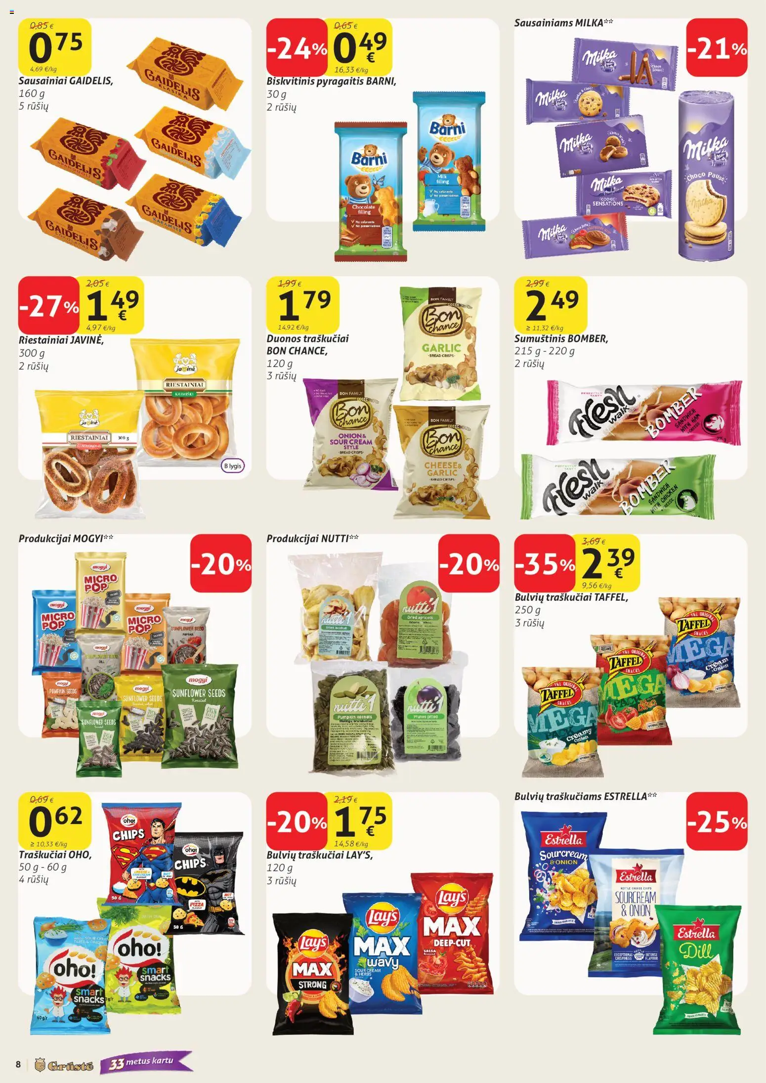 GRUSTE akcijos nuo 11.03.2026 | Puslapis: 8 | Prekių: Sausainiai, Sumuštinis, Traškučiai