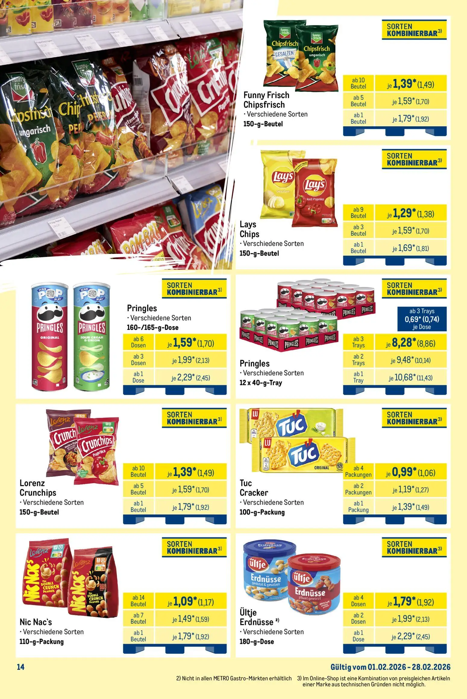Metro  Monats-Mix – gültig ab 01.02.2026 | Seite: 14 | Produkte: Erdnüsse, Funny frisch, Paprika, Chips