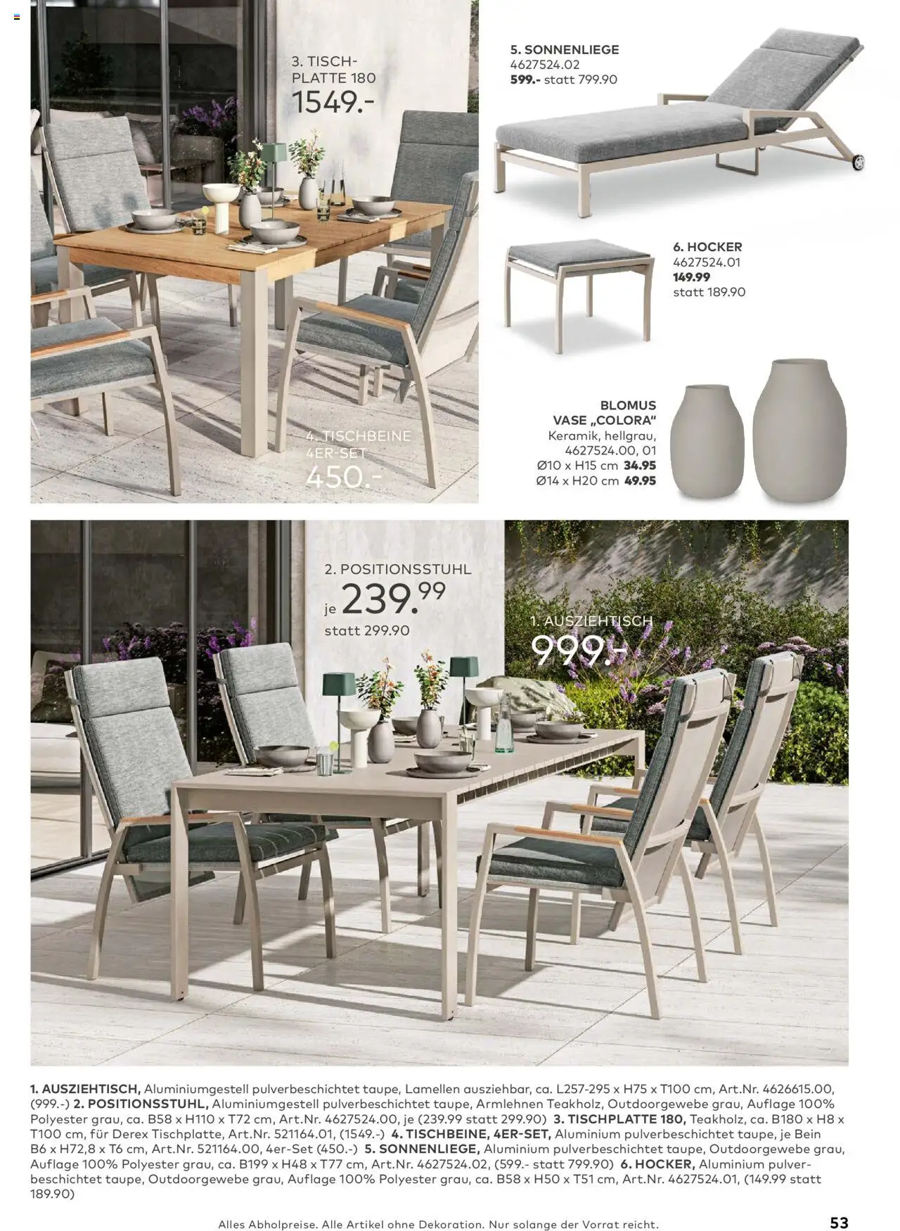 Porta! - Outdoor - Gartenmöbelkatalog 2025 - gültig ab dem 02.03.2025 | Seite: 53 | Produkte: Hocker, Tisch, Vase