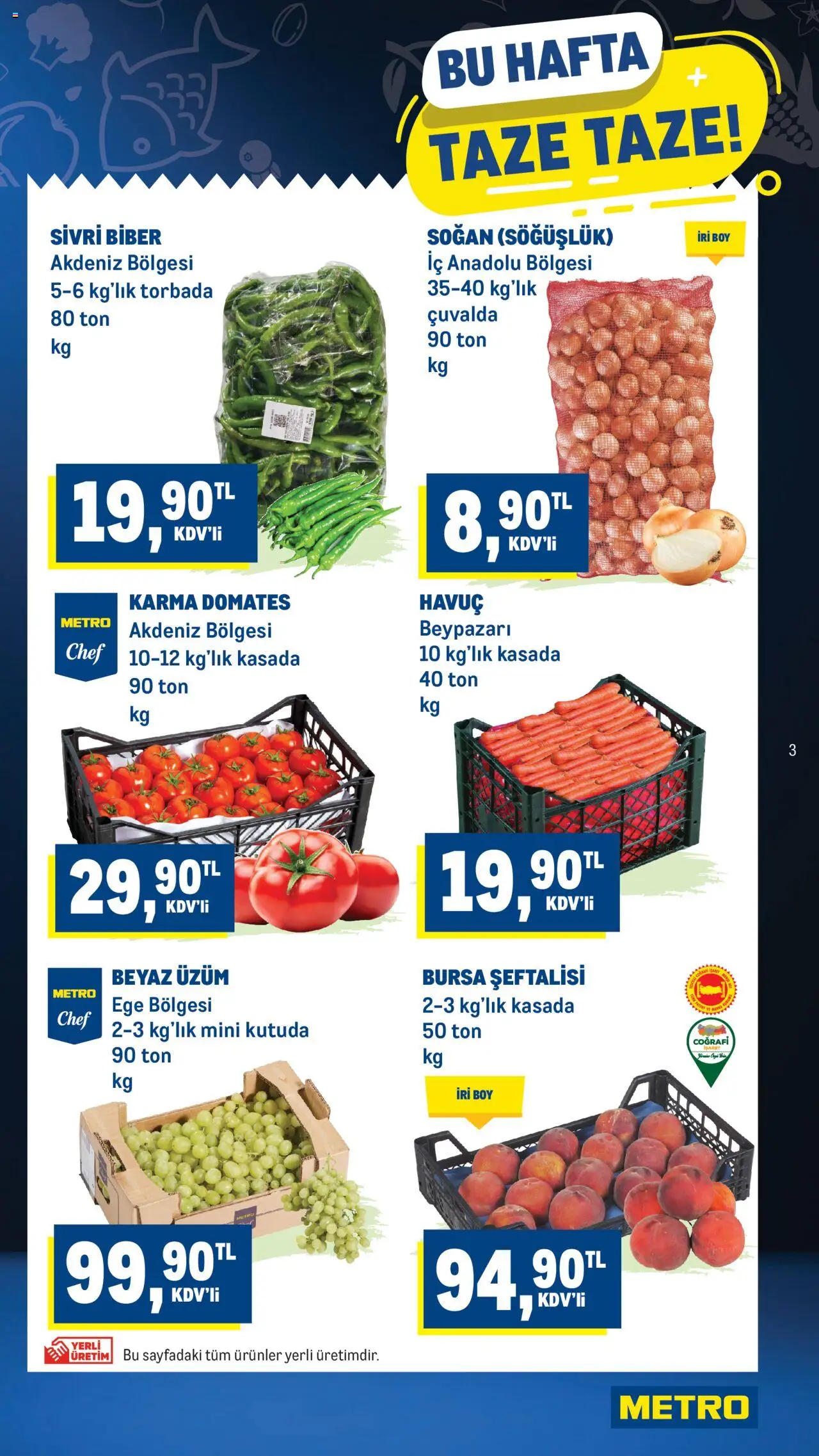Metro Katalog - 07.08.2025 tarihinden itibaren geçerlidir | Sayfa: 3 | Ürünler: Domates, Havuç, Soğan, Biber