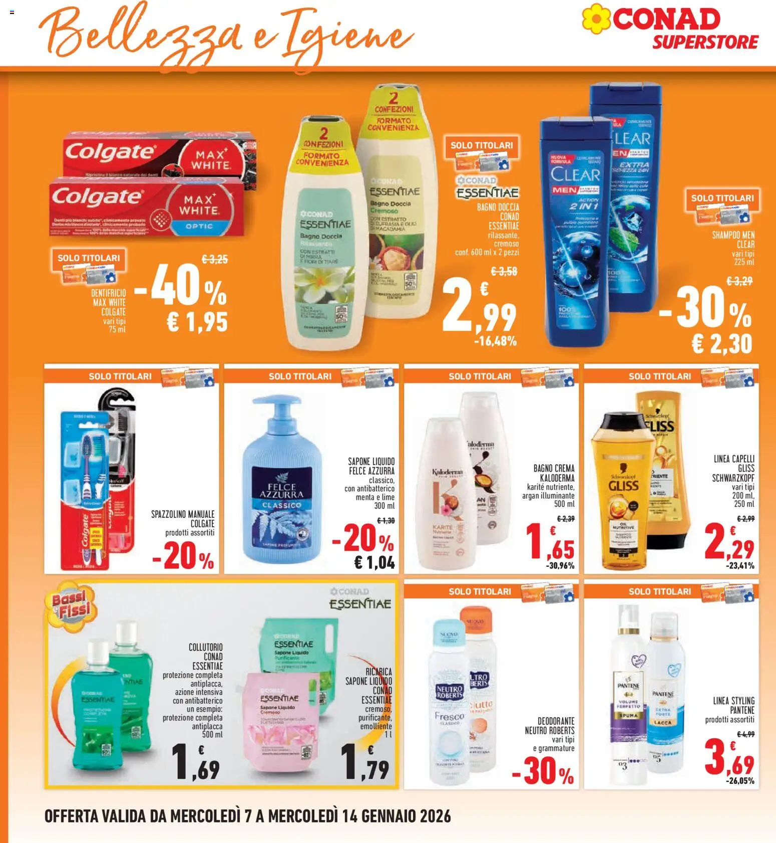 Volantino Conad del 07.01.2026 | Pagina: 24 | Prodotti: Sapone, Spazzolino, Lime, Bagno
