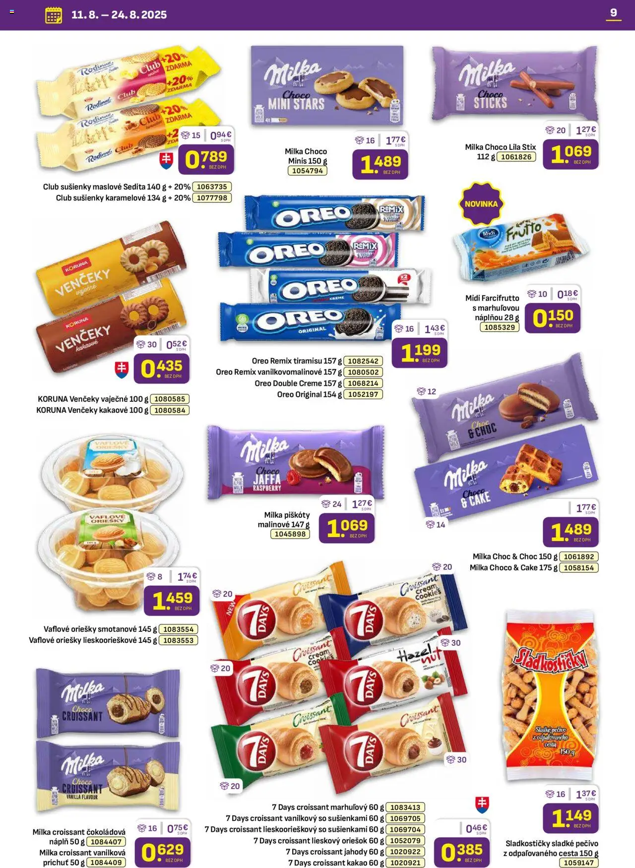 Libex leták │ platný od 11.08.2025 | Strana: 9 | Produkty: Croissant, Jahody, Milka, Kakao