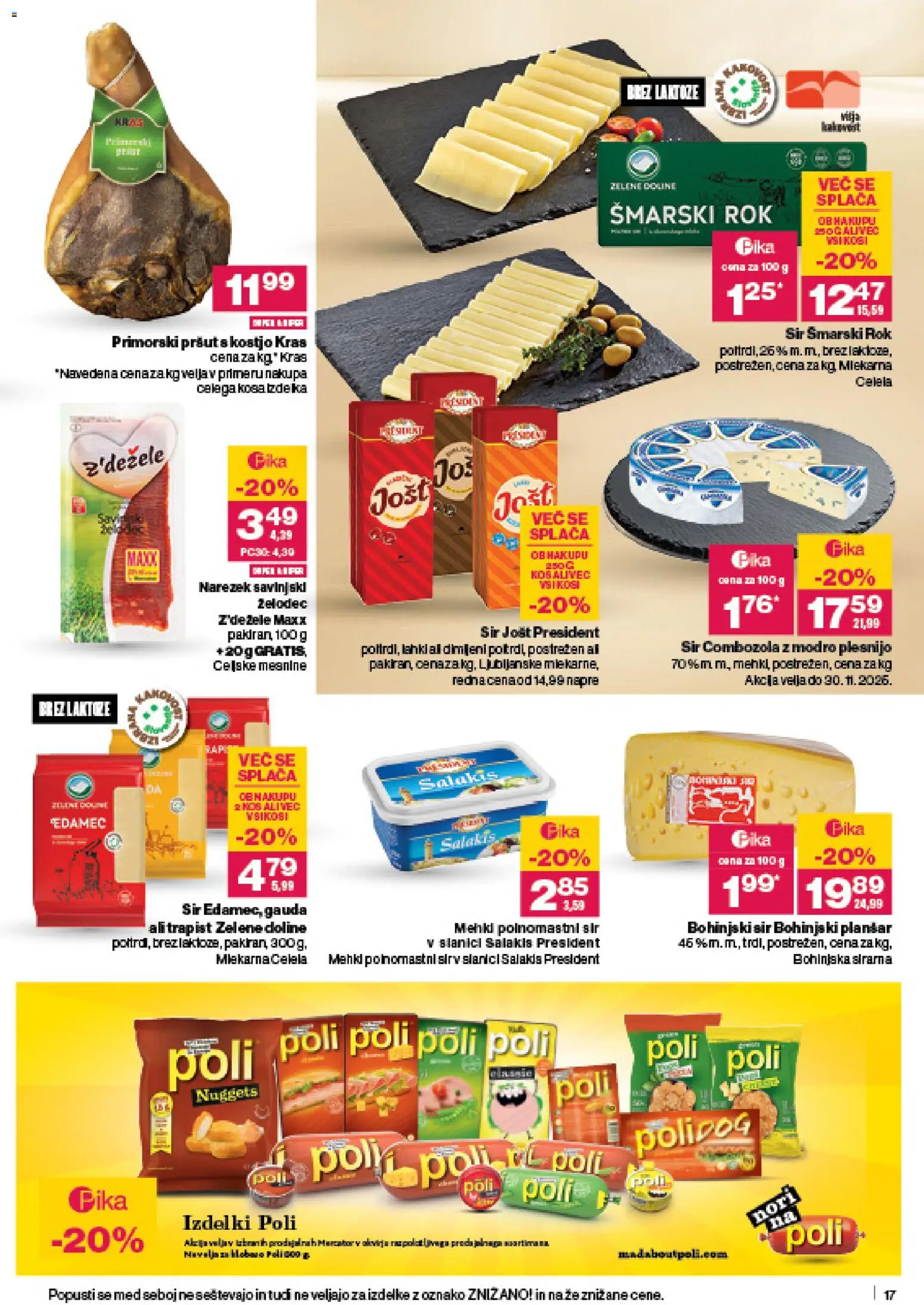 Novi Mercator katalog ponudbe – veljaven od 06.11.2025 | Stran: 17 | Izdelki: Edamec, Gauda, Narezek, Sir