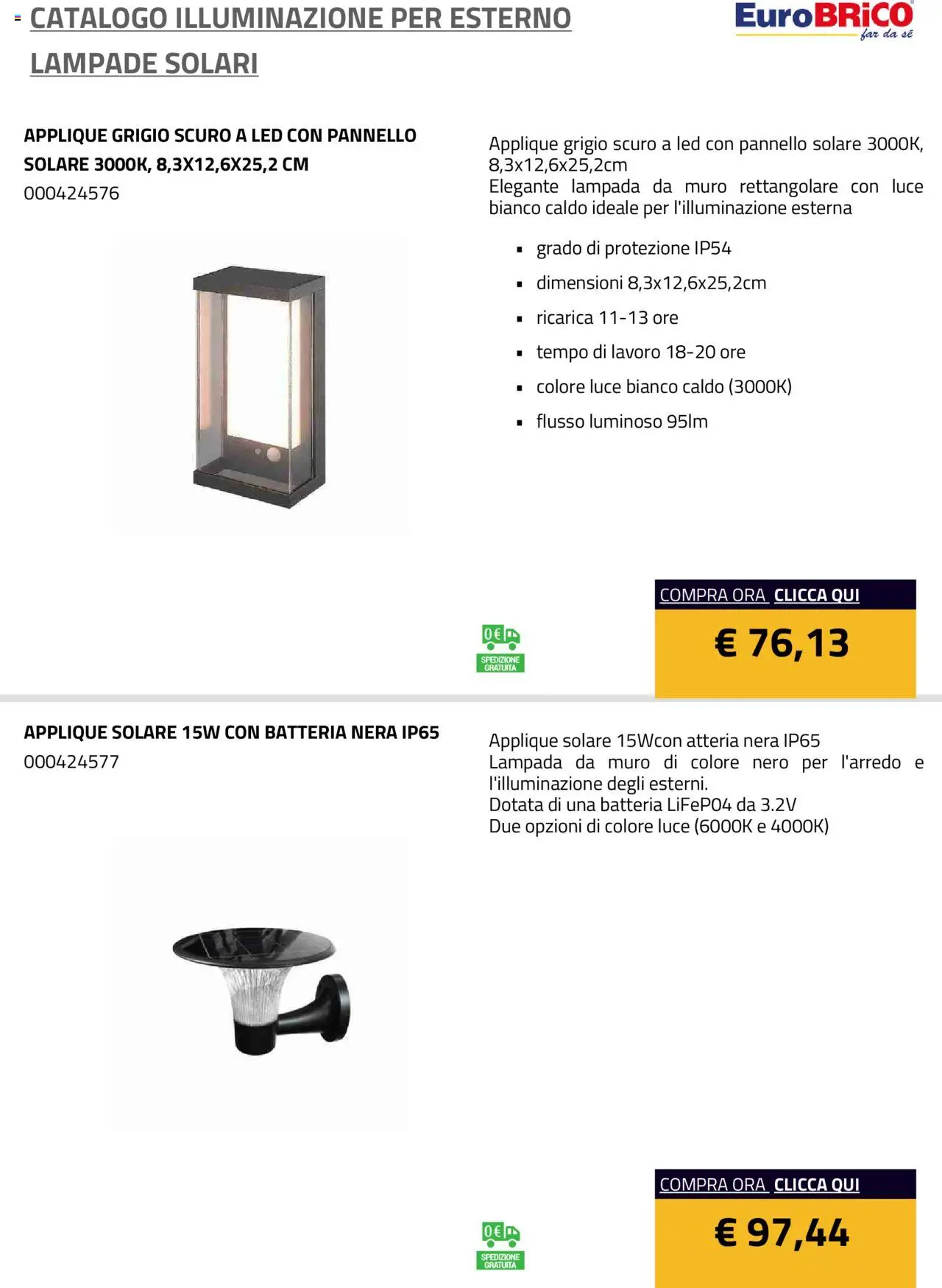 Volantino Eurobrico del 23.07.2025 | Pagina: 33 | Prodotti: Batteria, Lampada