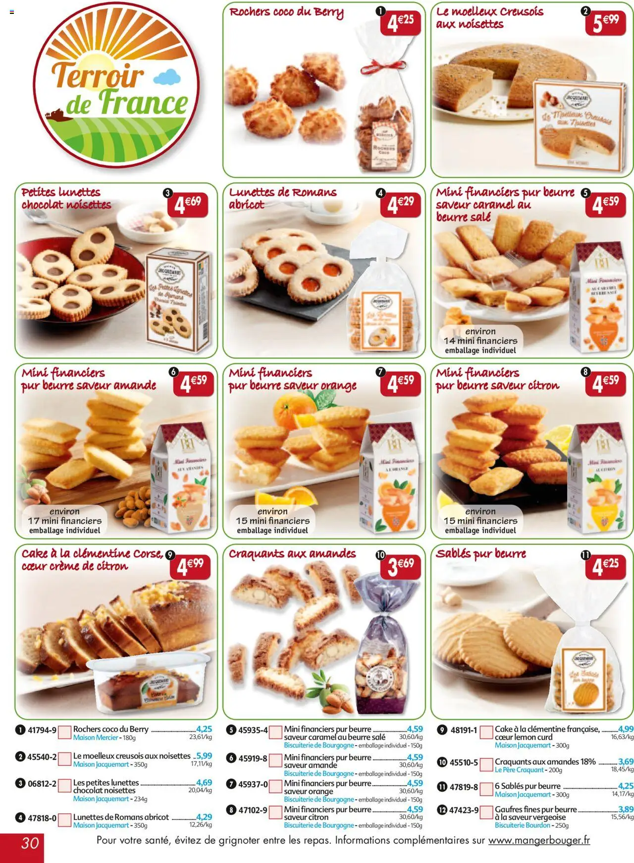 {H1} | Page: 30 | Produits: Amande, Noisettes, Beurre, Gaufres