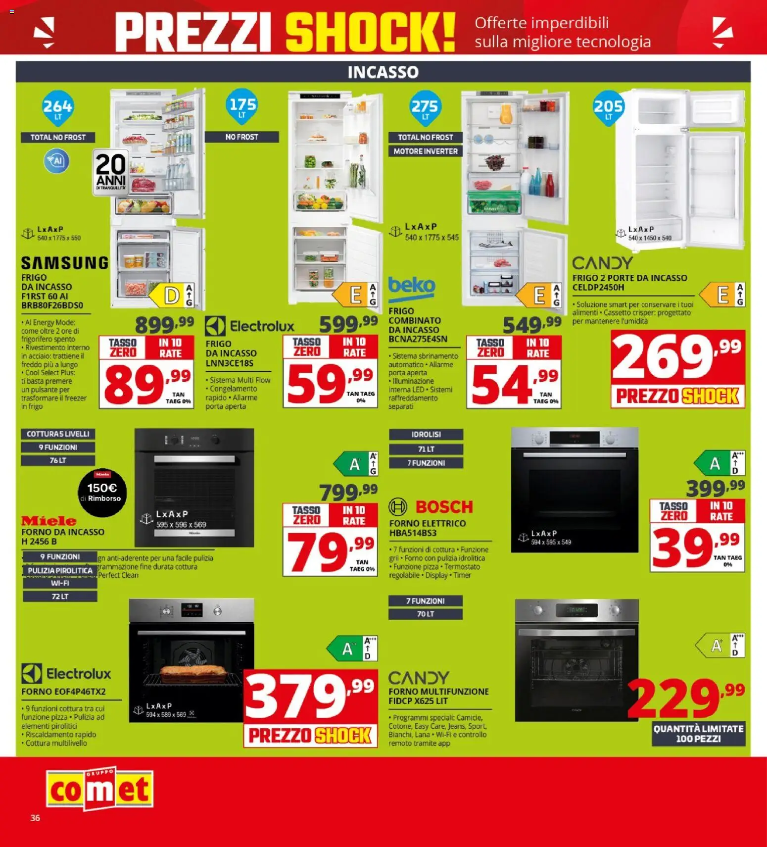 Volantino Comet del 23.04.2026 | Pagina: 36 | Prodotti: Freezer, Frigorifero, Forno elettrico, Samsung