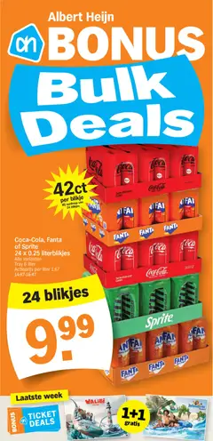Coca-Cola, Fanta of Sprite, 24 x 0.25 literblikjes Alle varianten Tray 6 liter Actieprijs per liter 1.67 14.67-16.47 - Voorbeeld van een folder van Albert Heijn, geldig van 13.04.2026 | Pagina: 34