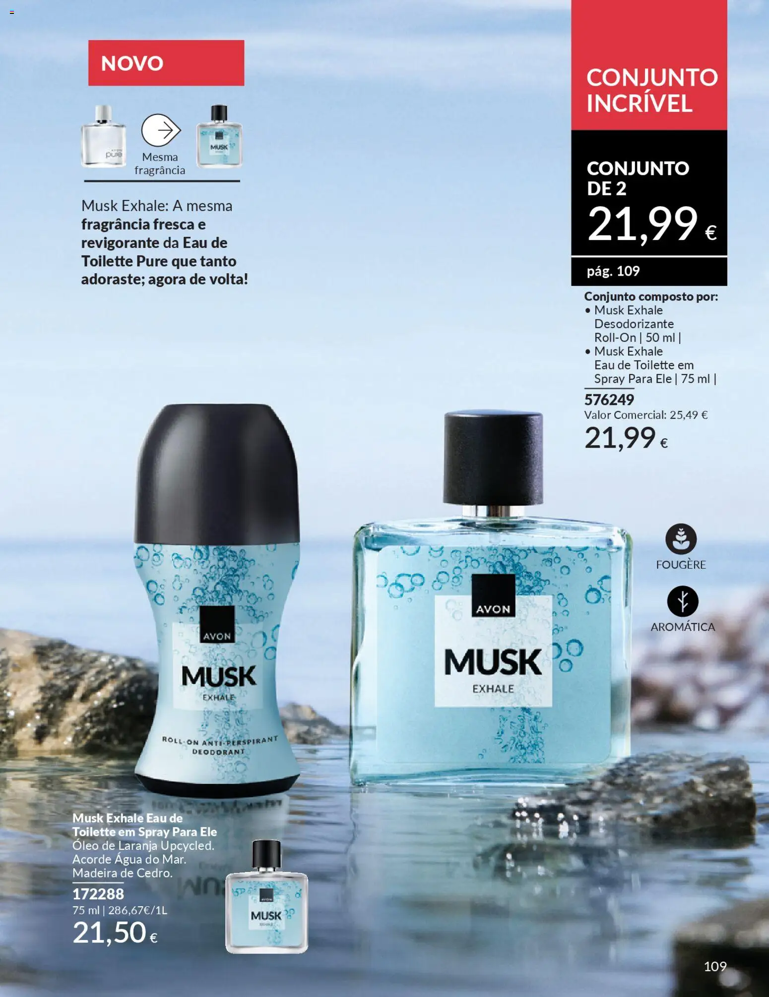 Catálogo Avon Campanha 1 │ válido de 01.01.2026 | Página: 109 | Produtos: Agua, Fragrância, Desodorizante, Óleo
