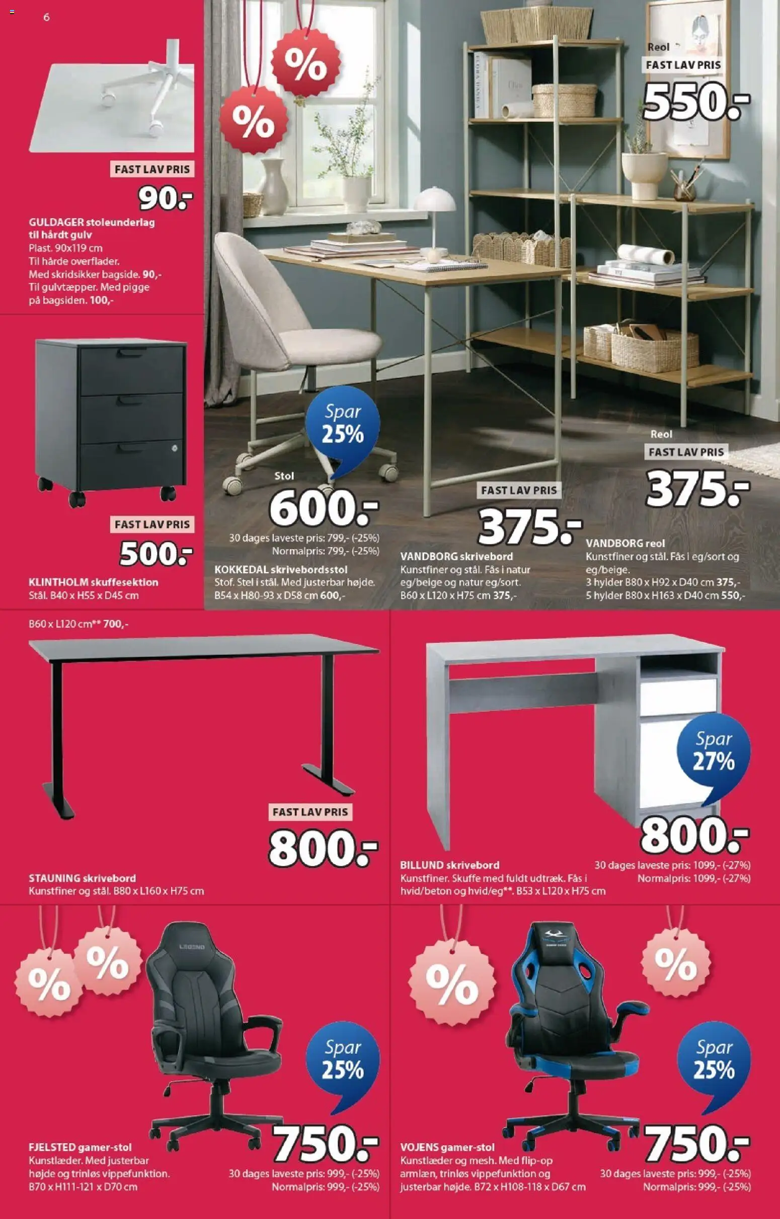 JYSK tilbudsavis – gyldig fra 16.01.2026 | Side: 6 | Produkter: Stol, Skrivebord