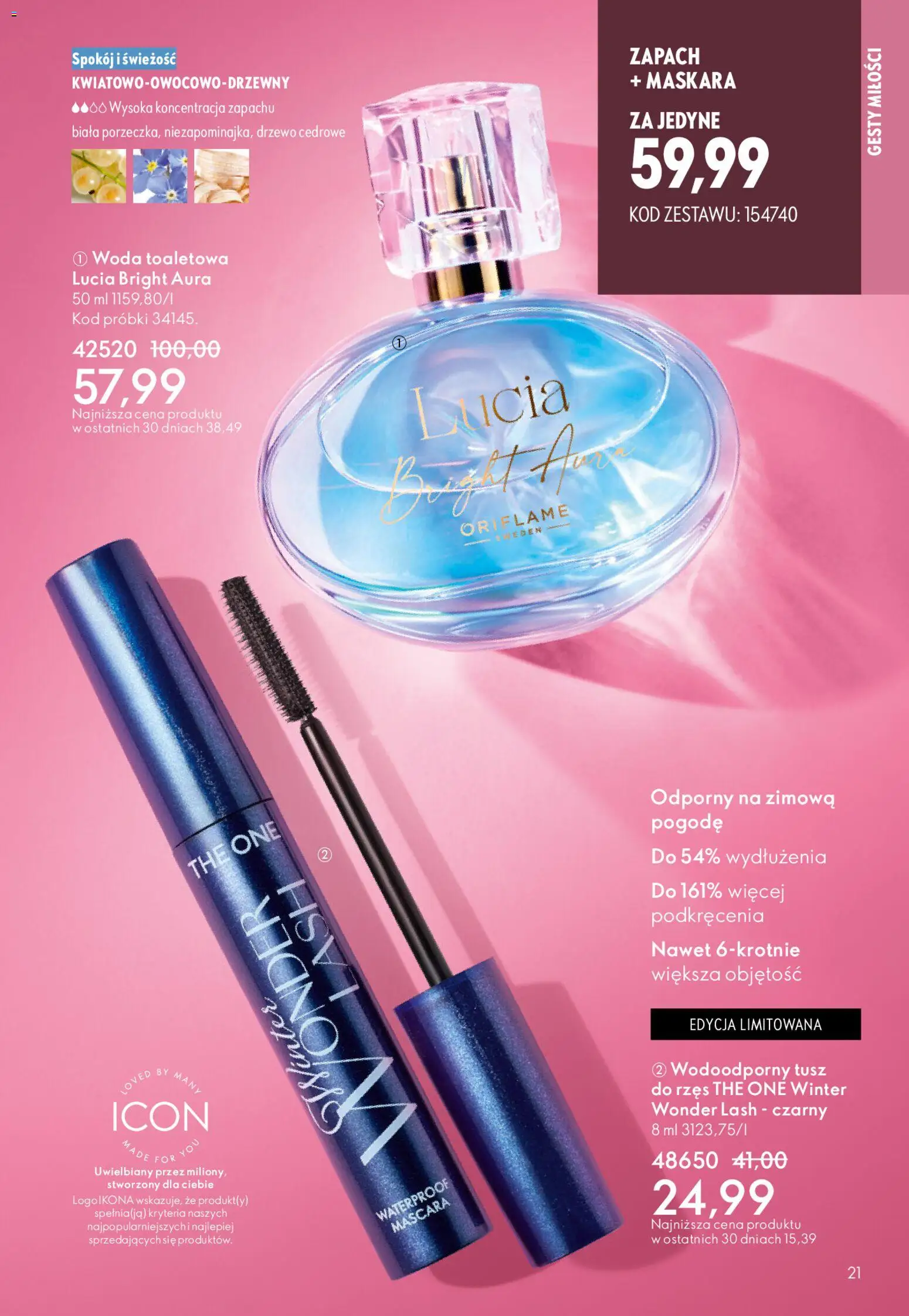 Oriflame Katalog 2 2026 od 21.01.2026 | Strona: 21 | Produkty: Maskara, Zapach, Woda toaletowa, Woda
