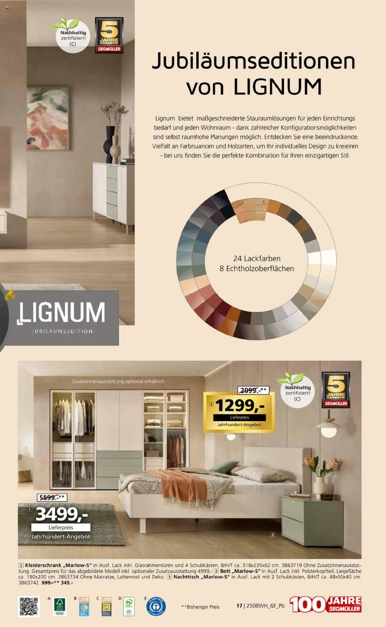 Segmüller Wohndesign - gültig ab dem 02.08.2025 | Seite: 17 | Produkte: Bett, Kleiderschrank, Nachttisch, Lattenrost