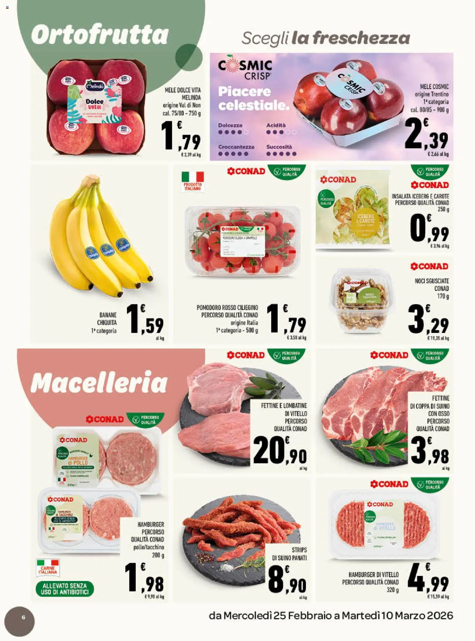 Volantino Conad del 25.02.2026 | Pagina: 6 | Prodotti: Pollo, Suino, Pomodoro, Hamburger
