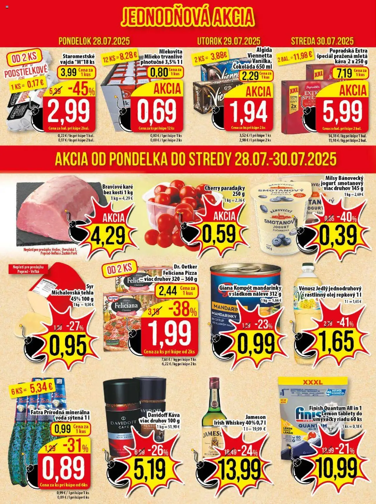 Klas leták │ platný od 28.07.2025 | Strana: 2 | Produkty: Vajcia, Káva, Fatra, Bravčové karé