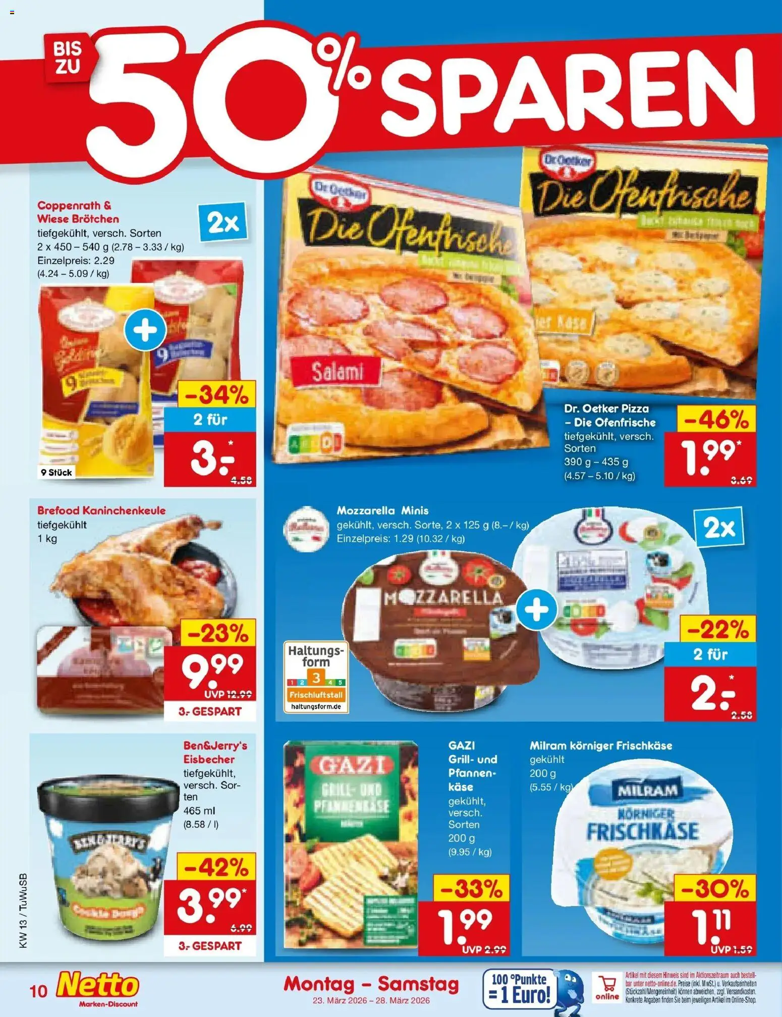 Netto Marken-Discount Prospekt Calw-Stammheim	 – gültig ab 23.03.2026 | Seite: 10 | Produkte: Käse, Mozzarella, Pizza, Frischkase