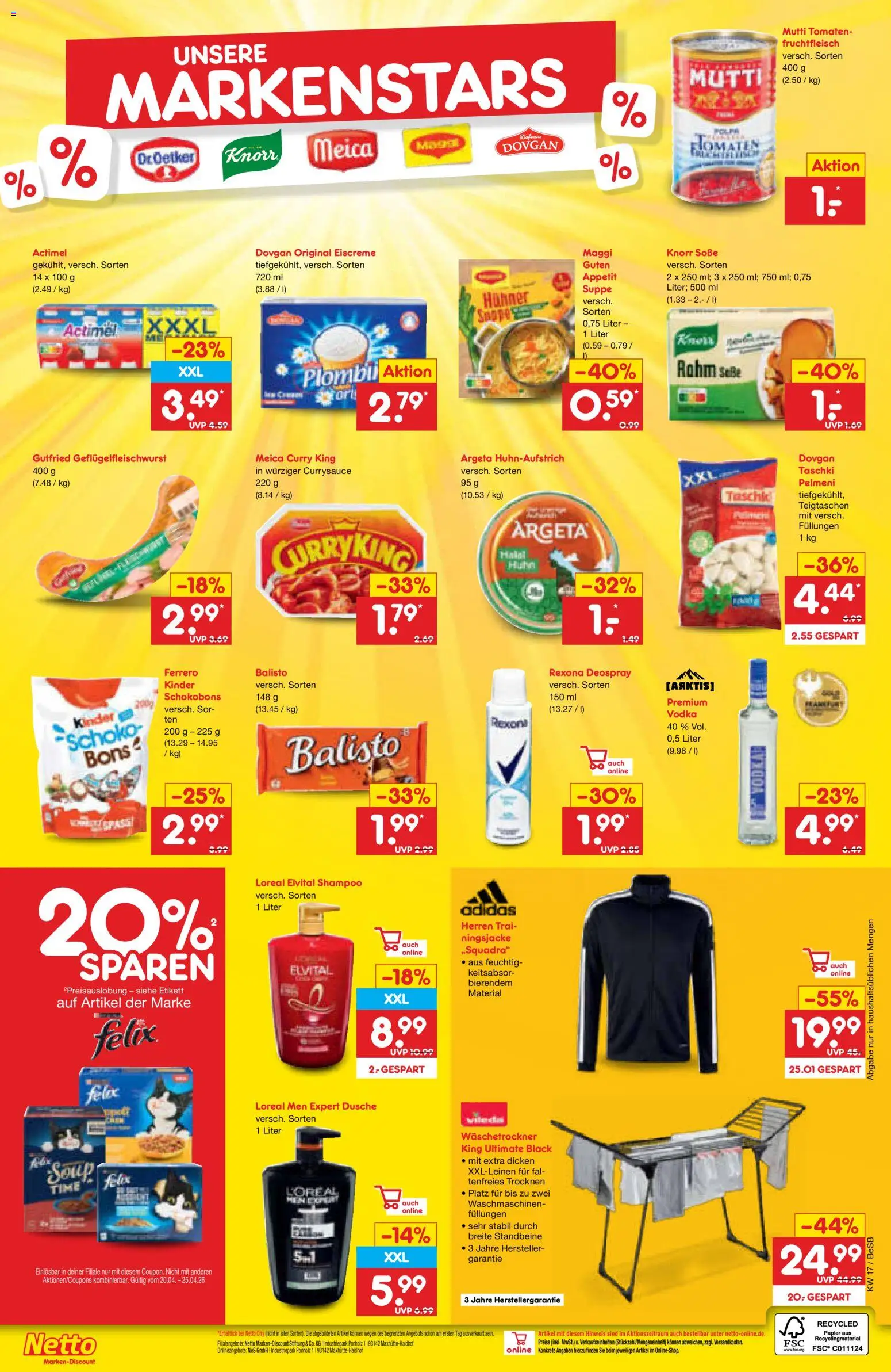 Netto Marken-Discount Prospekt 	 – gültig ab 20.04.2026 | Seite: 58 | Produkte: Actimel, Eiscreme, Knorr, Deospray