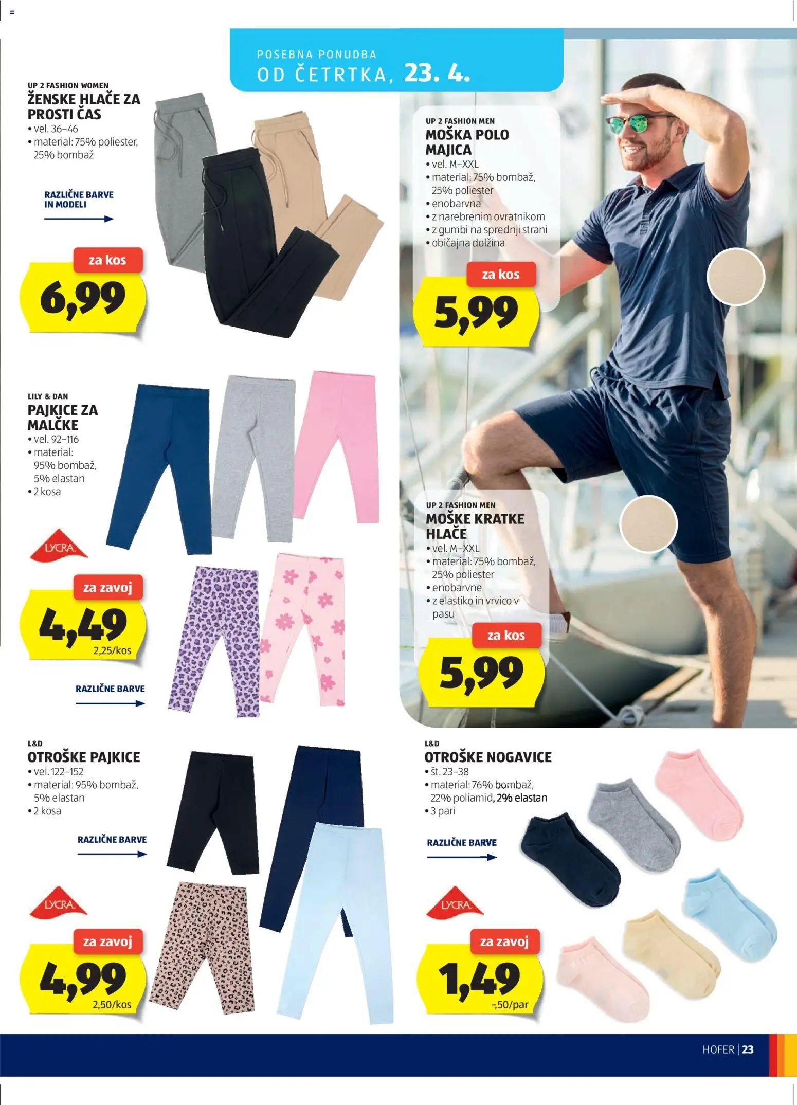 Hofer SI katalog | vrijedi od 15.04.2026 | Stranica: 23 | Proizvodi: Majica, Hlače, Kratke hlače