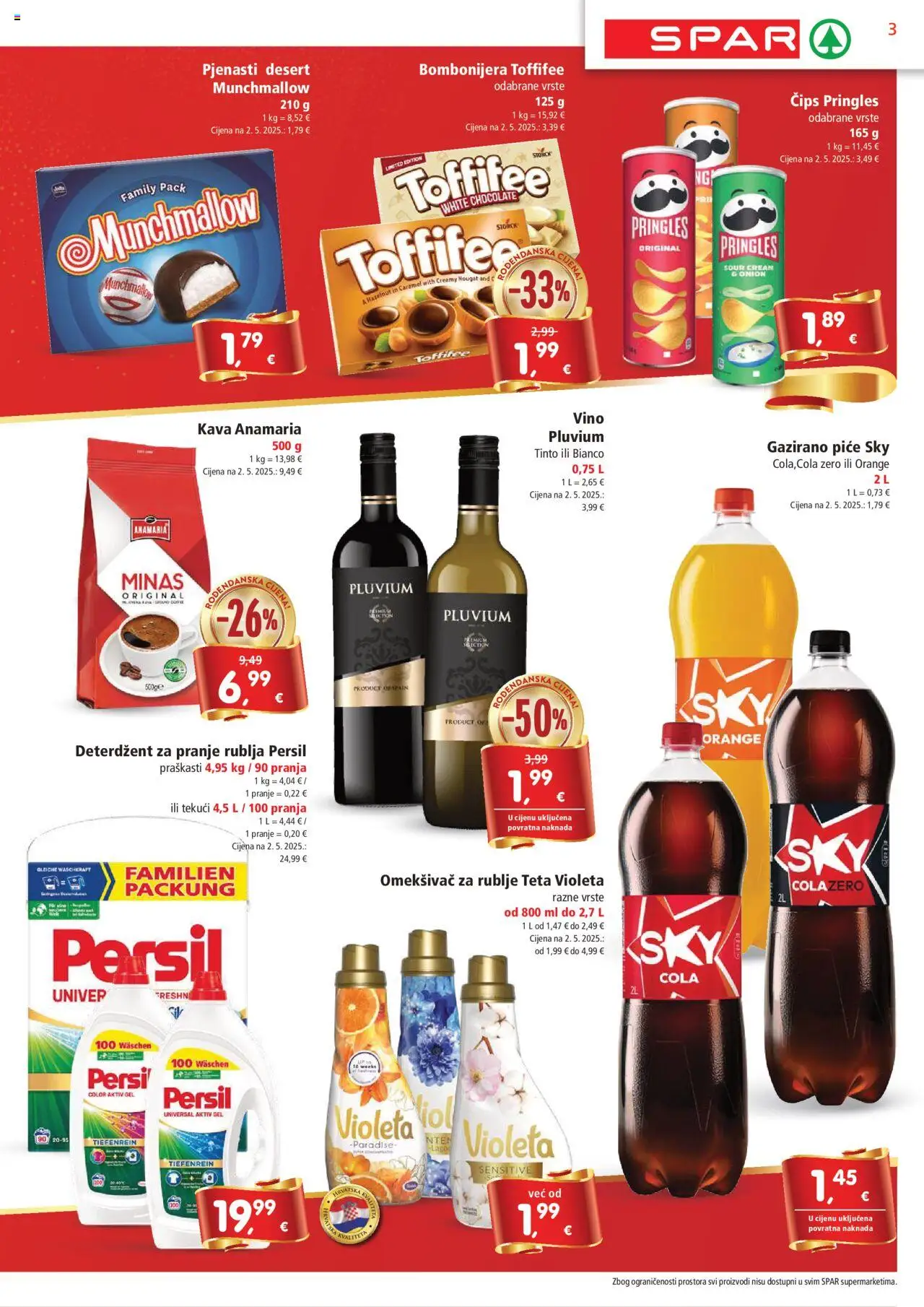 Spar katalog | vrijedi od 20.08.2025 | Stranica: 3 | Proizvodi: Kava, Deterdžent za pranje rublja, Bombonijera, Violeta