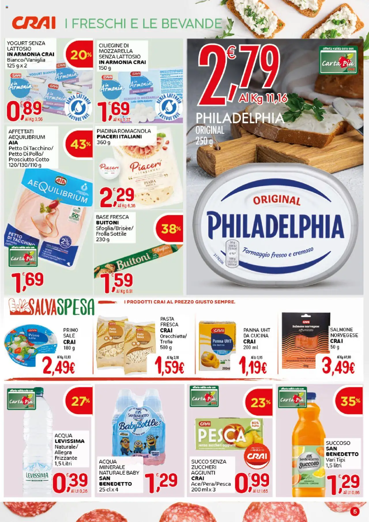 Volantino CRAI del 04.09.2025 | Pagina: 5 | Prodotti: Succo, Salmone, Acqua, Piadina