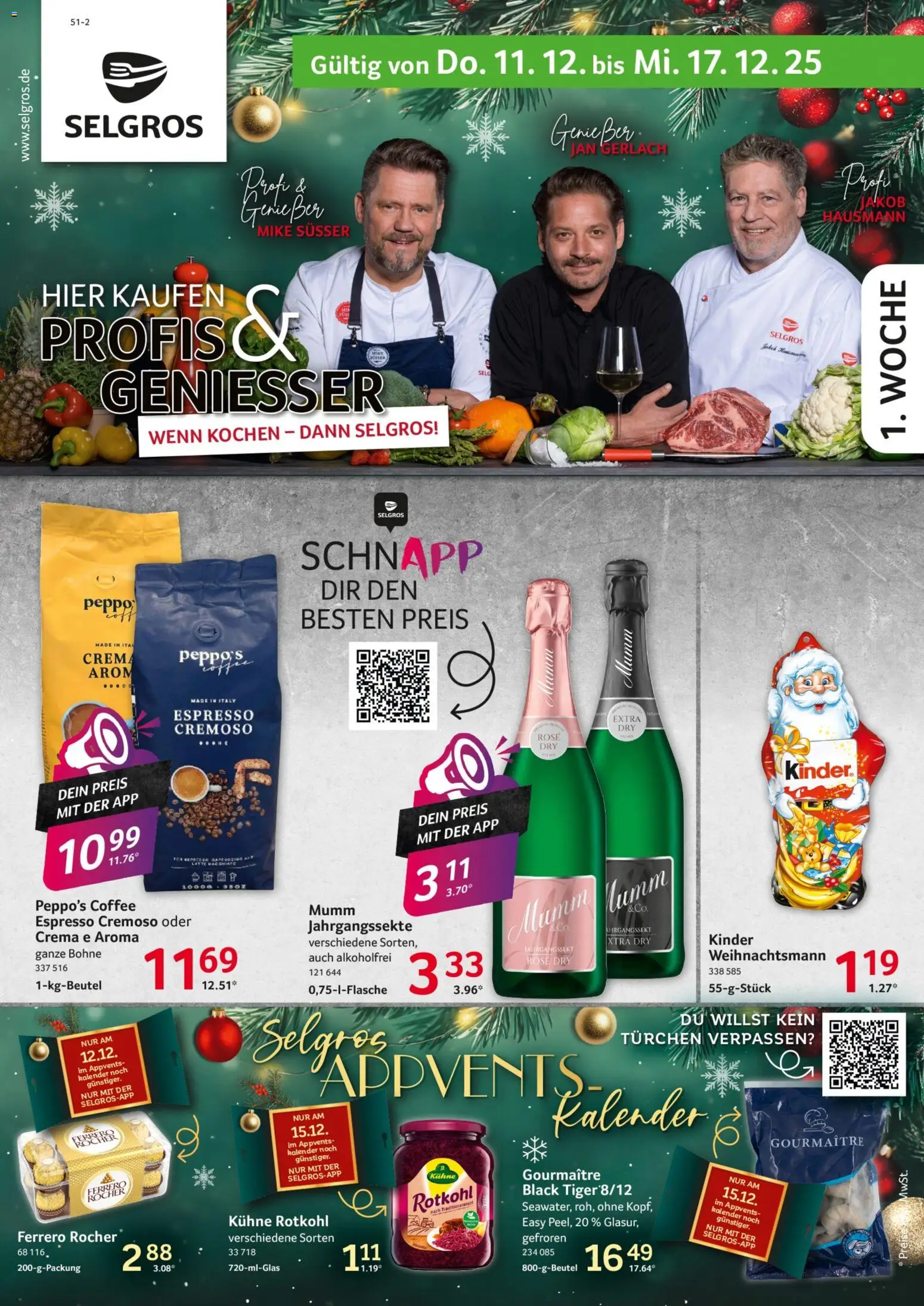 Selgros Prospekt 	 – gültig ab 11.12.2025 | Seite: 1 | Produkte: Ferrero rocher, Rotkohl