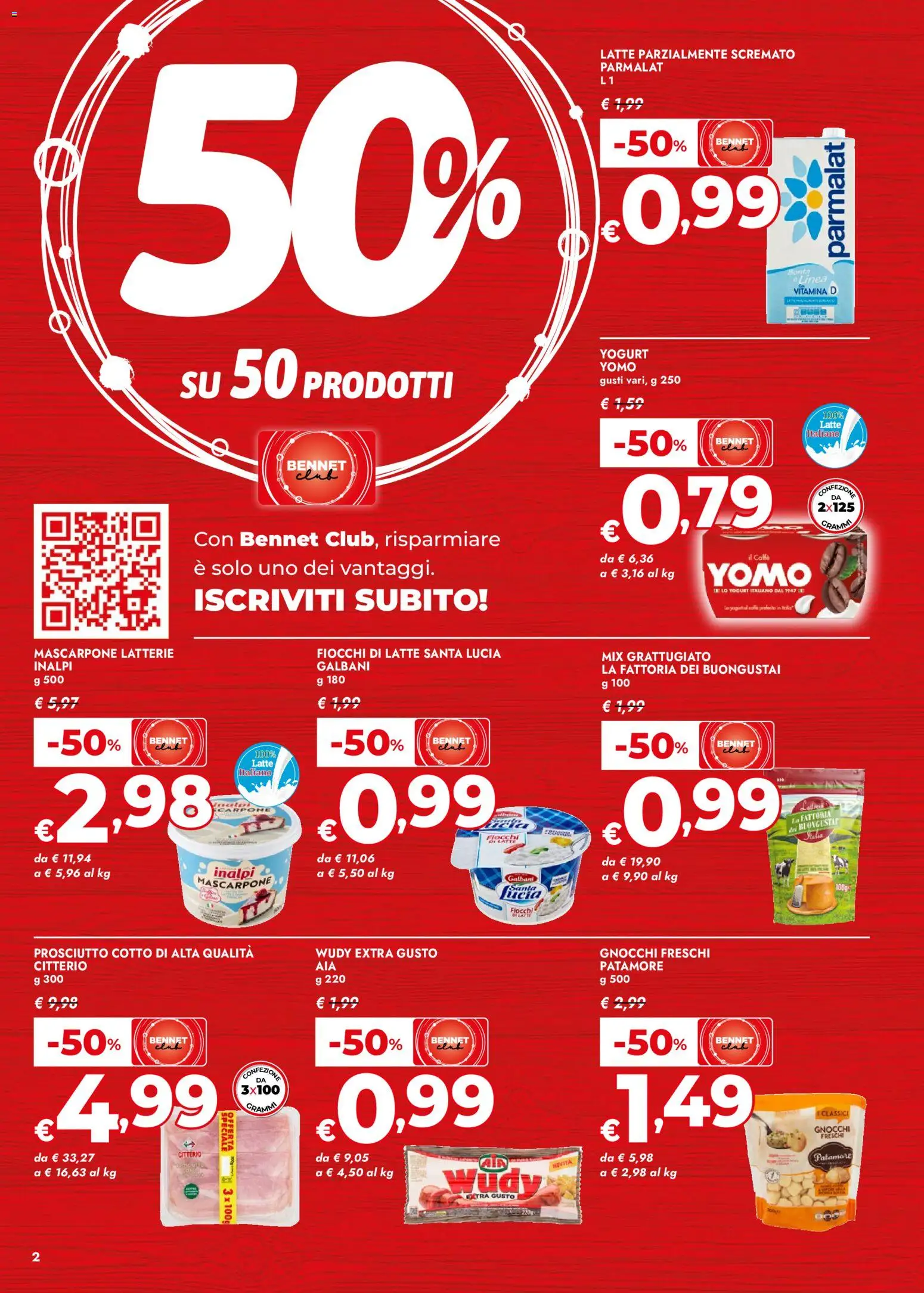 Volantino bennet del 29.01.2026 | Pagina: 2 | Prodotti: Yogurt, Caffè, The, Colla