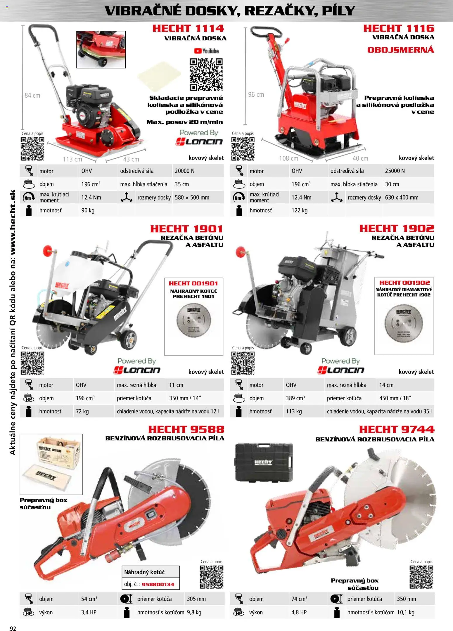Nové Hecht akcie – leták je platný od 30.10.2025 | Strana: 92 | Produkty: Vibračná doska, Píla, Rezačka