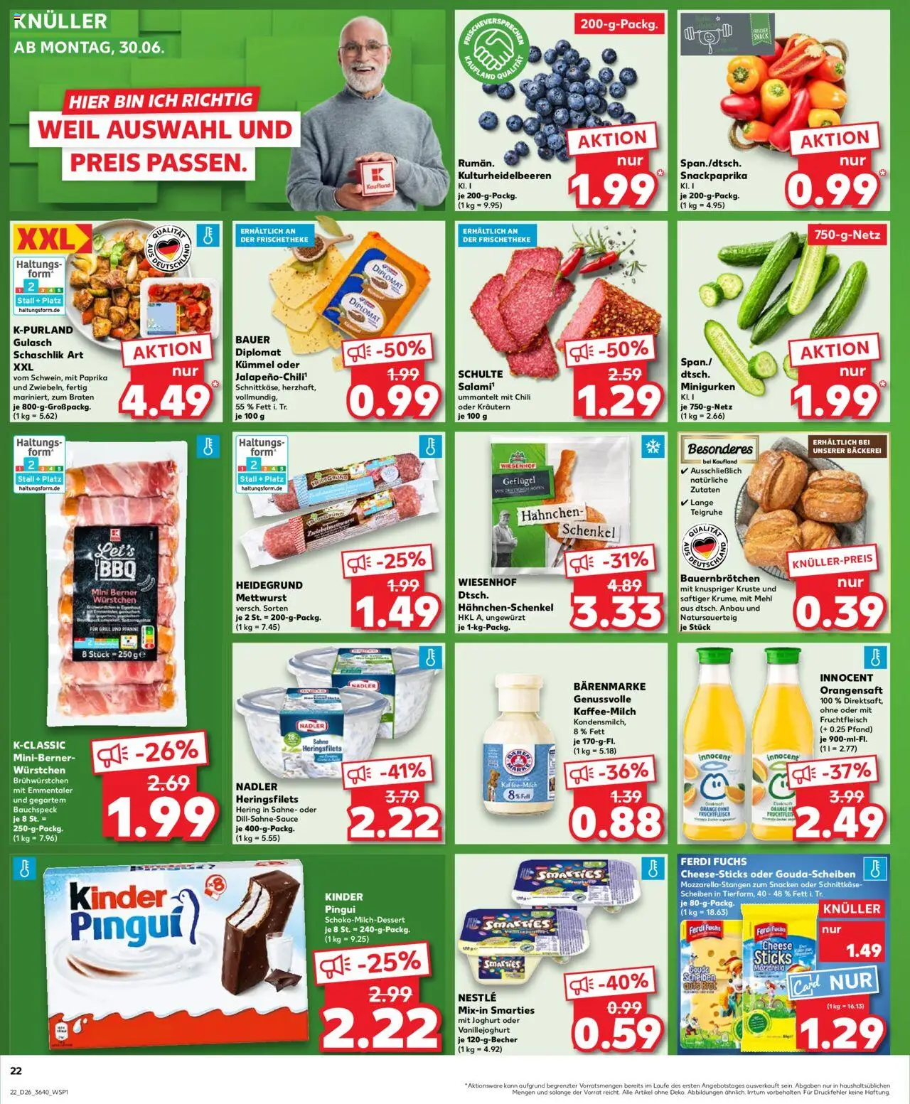Kaufland Prospekt 	 - gültig ab dem 26.06.2025 | Seite: 22 | Produkte: Mehl, Mozzarella, Paprika, Gulasch