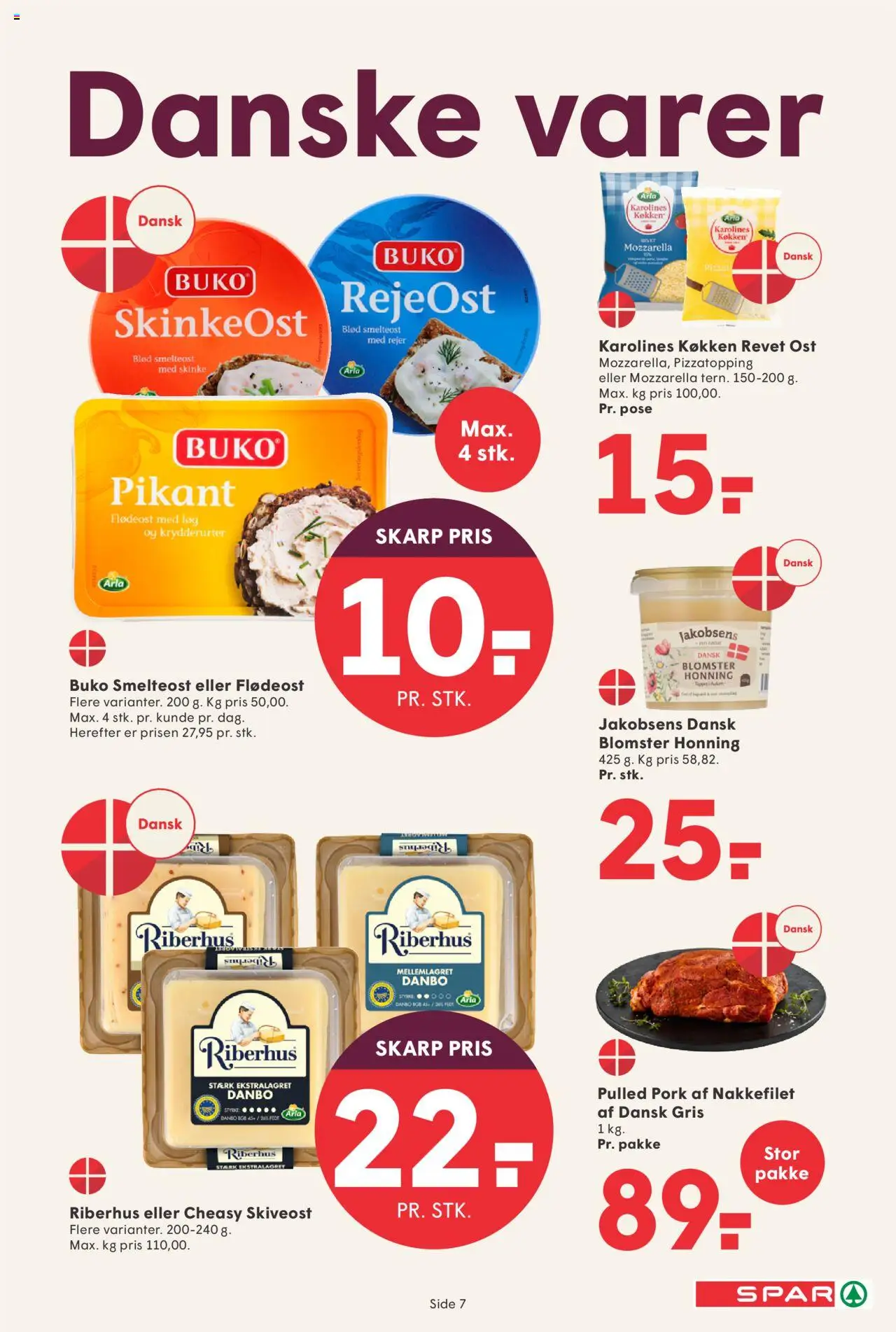 Spar tilbudsavis – gyldig fra 12.09.2025 | Side: 7 | Produkter: Ost, Skinke, Skiveost, Mozzarella