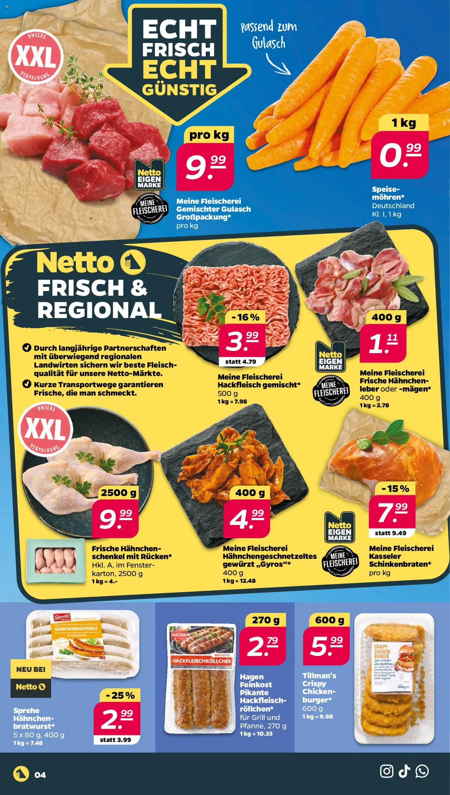 Netto Prospekt 	 – gültig ab 23.03.2026 | Seite: 4 | Produkte: Grill, Hahnchen, Gulasch, Hackfleisch