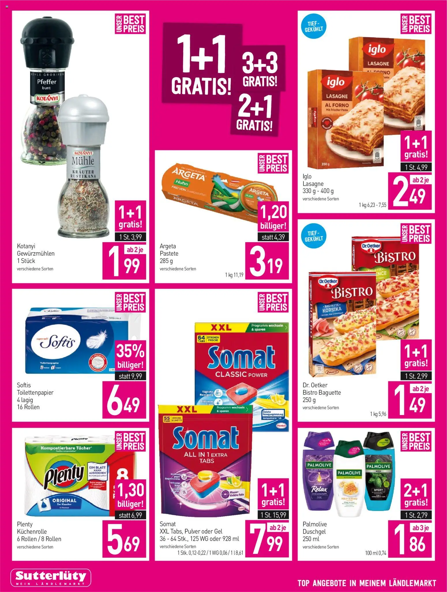 Sutterlüty Flugblatt gültig ab 09.04.2026 | Seite: 6 | Produkte: Pasta, Pfeffer, Jääkaappipakastin, Duschgel