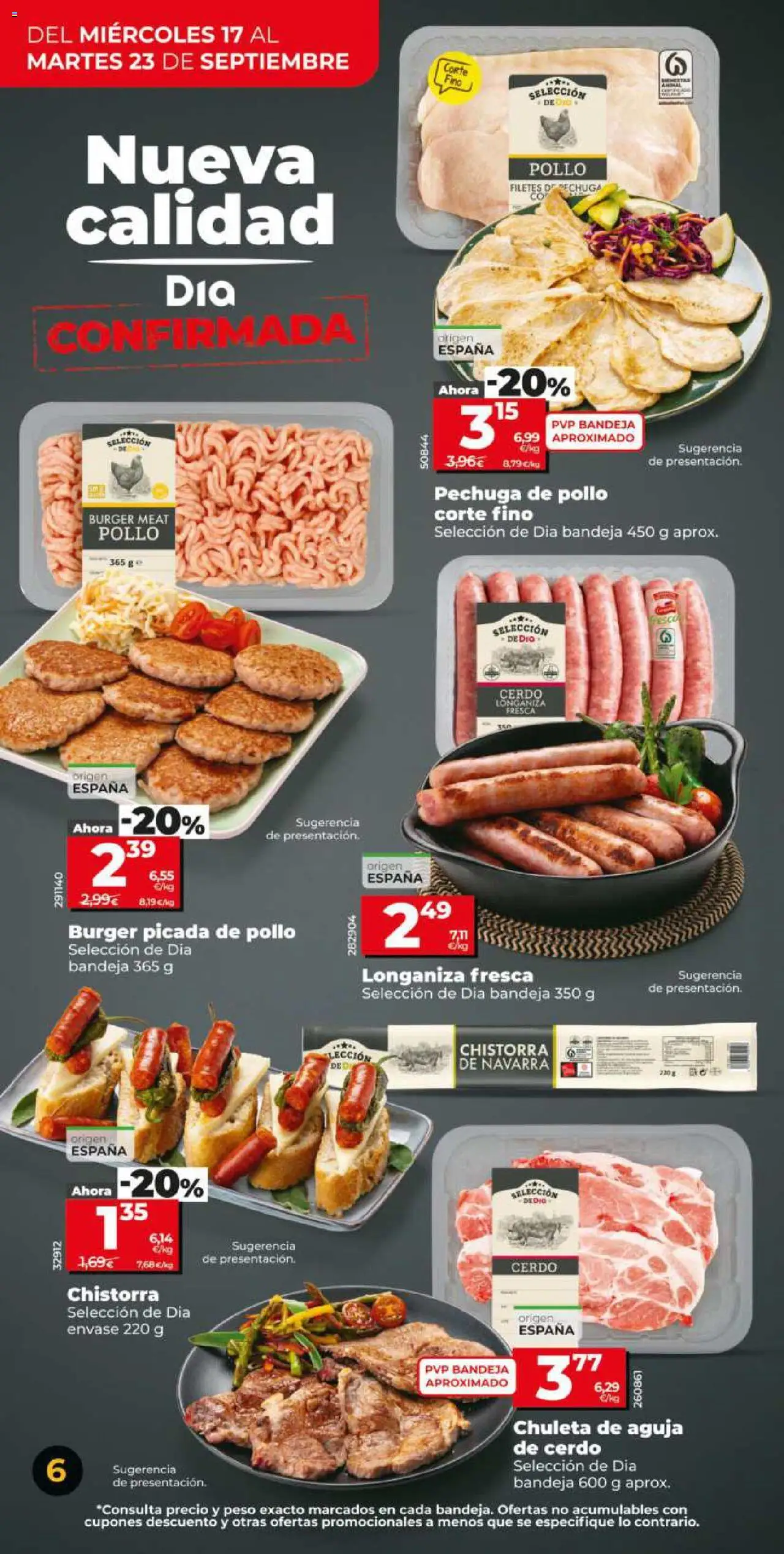 Dia - folleto Market │ válido desde el 17.09.2025 | Página: 6 | Productos: Cerdo, Longaniza, Peso, Bandeja