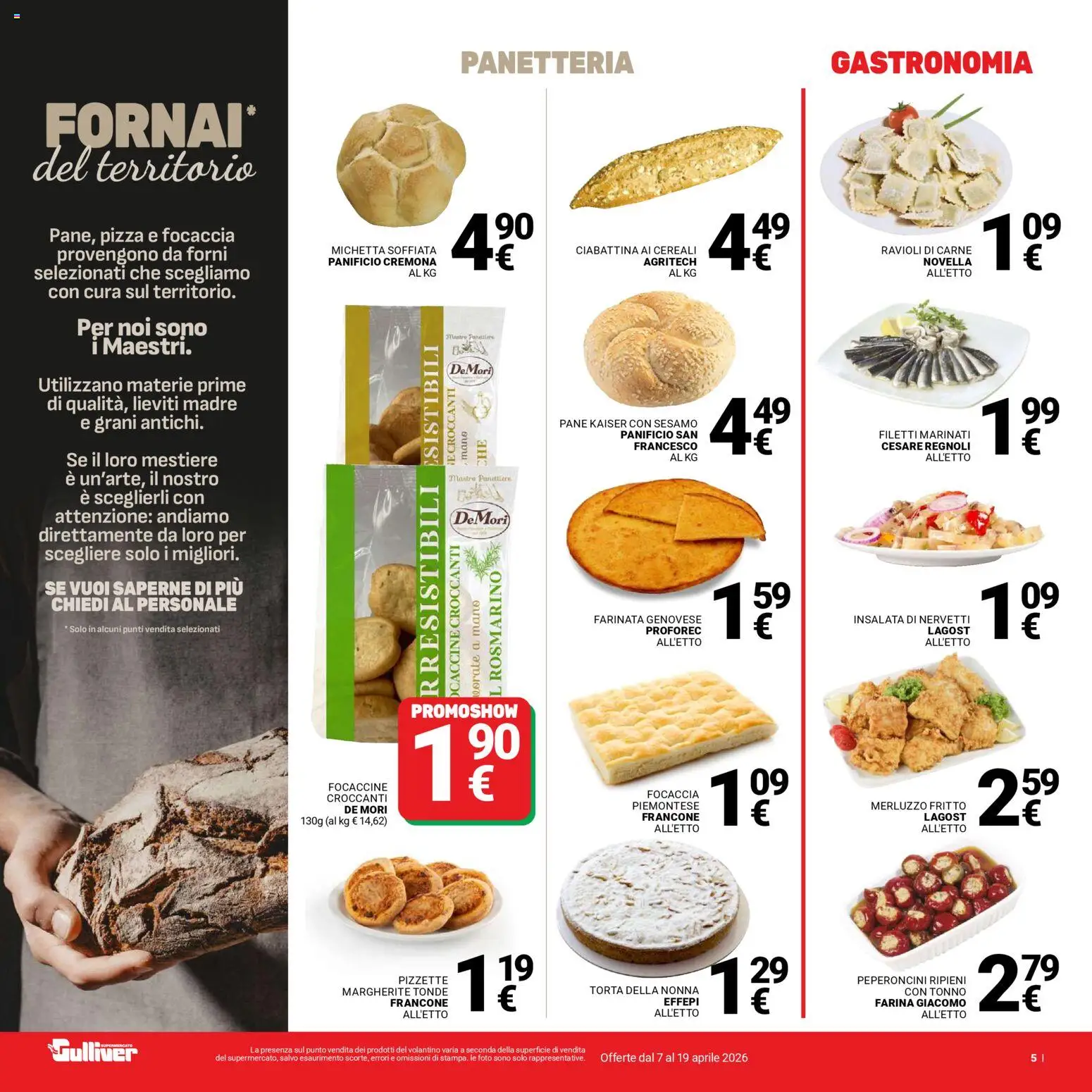 Volantino Gulliver del 07.04.2026 | Pagina: 5 | Prodotti: Pane, Cereali, Focaccia, Ravioli