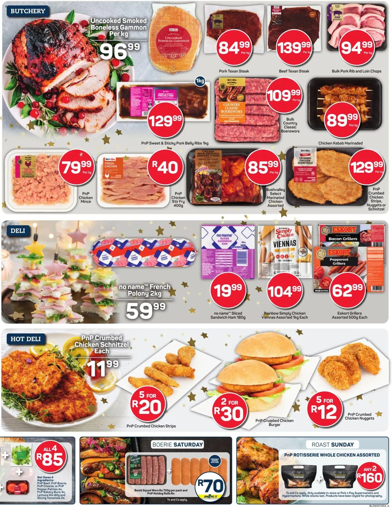 New Pick n Pay catalogue – valid from 22.12.2025 | Page: 3 | Products: Buns, Ribs, Cheese, Pork