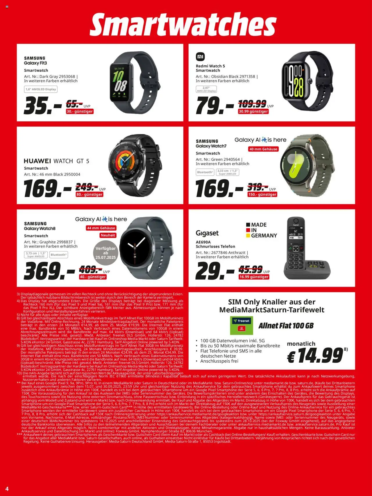 Media Markt Prospekt 	 - gültig ab dem 21.07.2025 | Seite: 4 | Produkte: Kamera, Samsung, Telefon, Smartphone