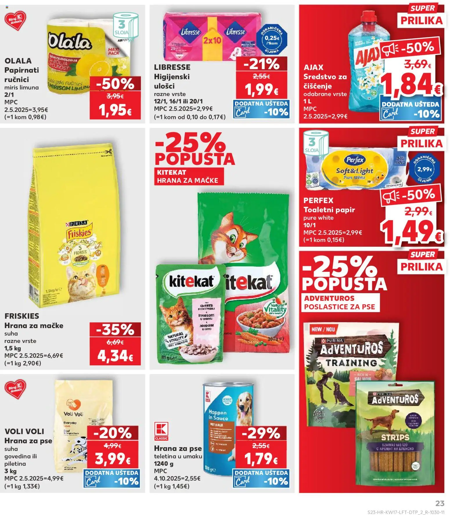 Kaufland katalog | vrijedi od 22.04.2026 | Stranica: 23 | Proizvodi: Piletina, Govedina, Toaletni papir, Hrana za mačke
