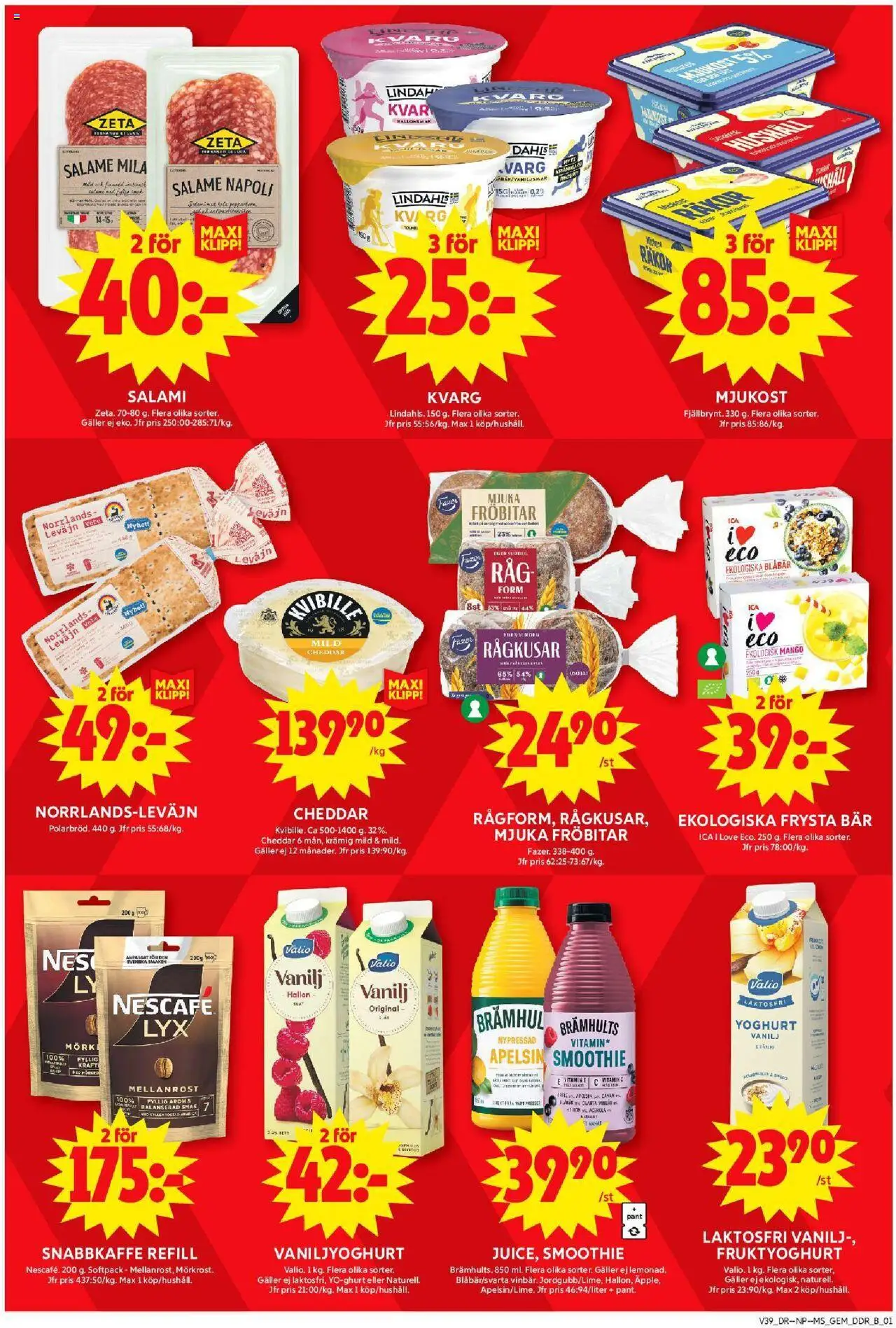 ICA Maxi reklamblad aktuell från 22.09.2025 | Sida: 5 | Produkter: Yoghurt, Salami, Blåbär, Kvarg