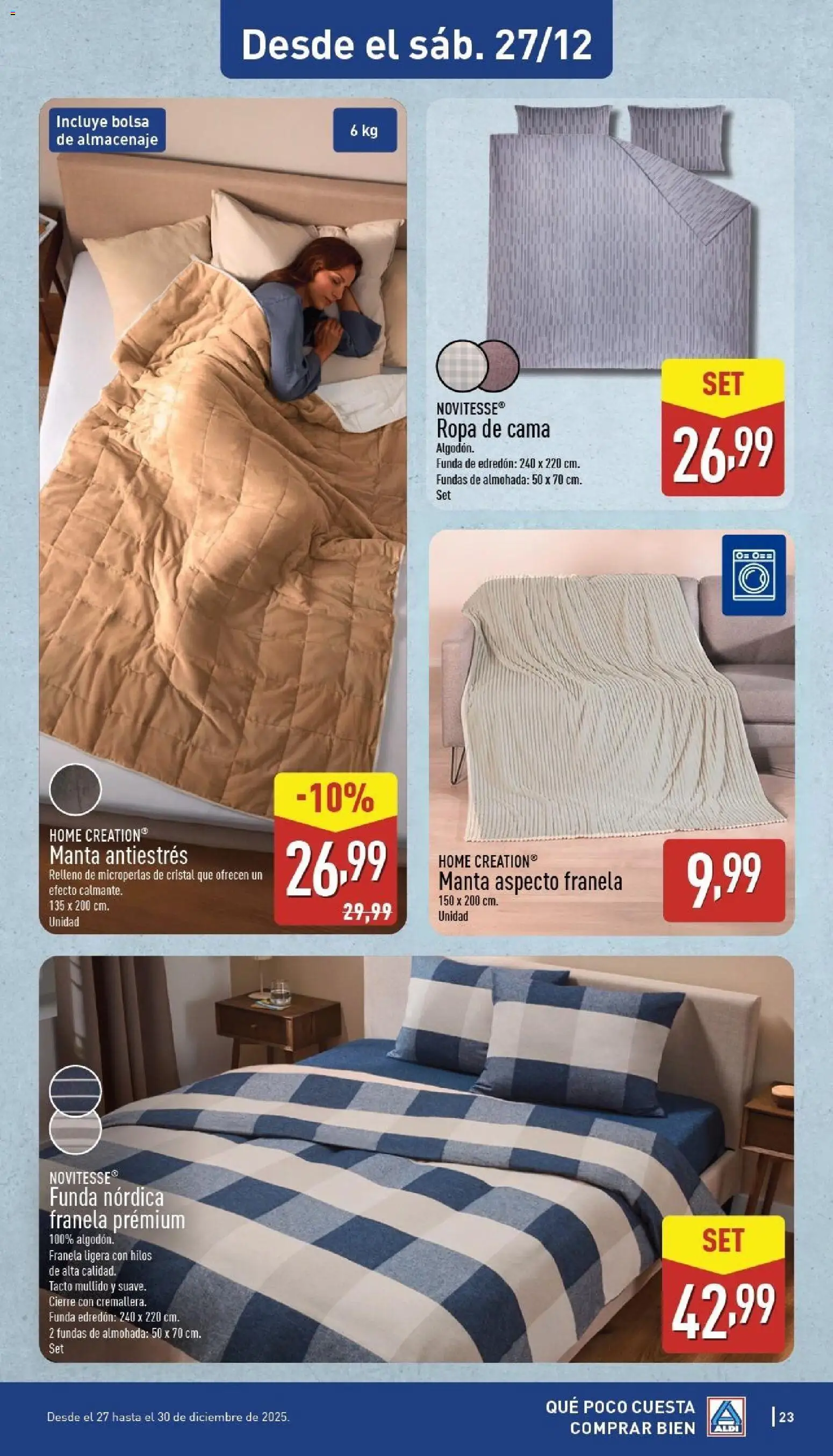 Aldi folleto Baleares │ válido desde el 22.12.2025 | Página: 23 | Productos: Edredón, Ropa, Κασέρι, Almohada
