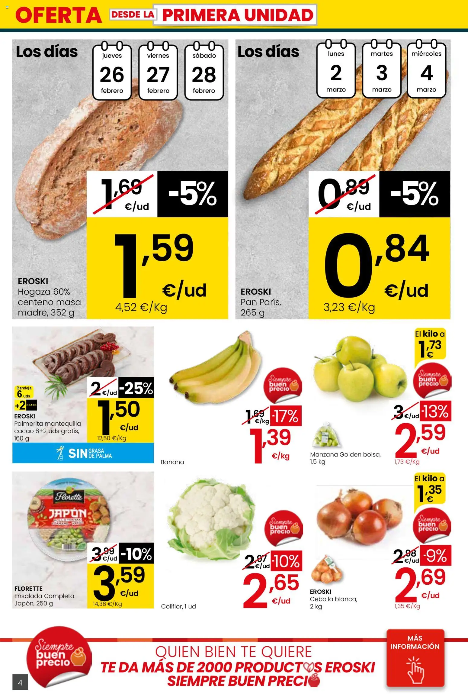 Eroski - Viste tu cesta de primavera City │ válido desde el 26.02.2026 | Página: 4 | Productos: Pan, Ensalada, Παγωμένο τσάι, Φρυγανιές σικάλεως