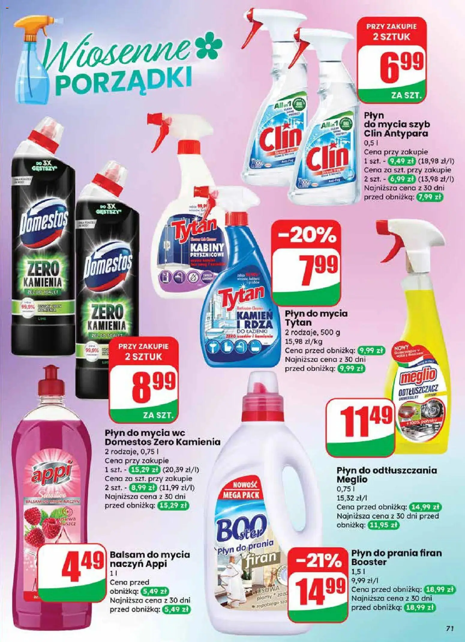 Dino gazetka od 18.03.2026 | Strona: 71 | Produkty: Meglio, Płyn do mycia szyb, Domestos, Detergent