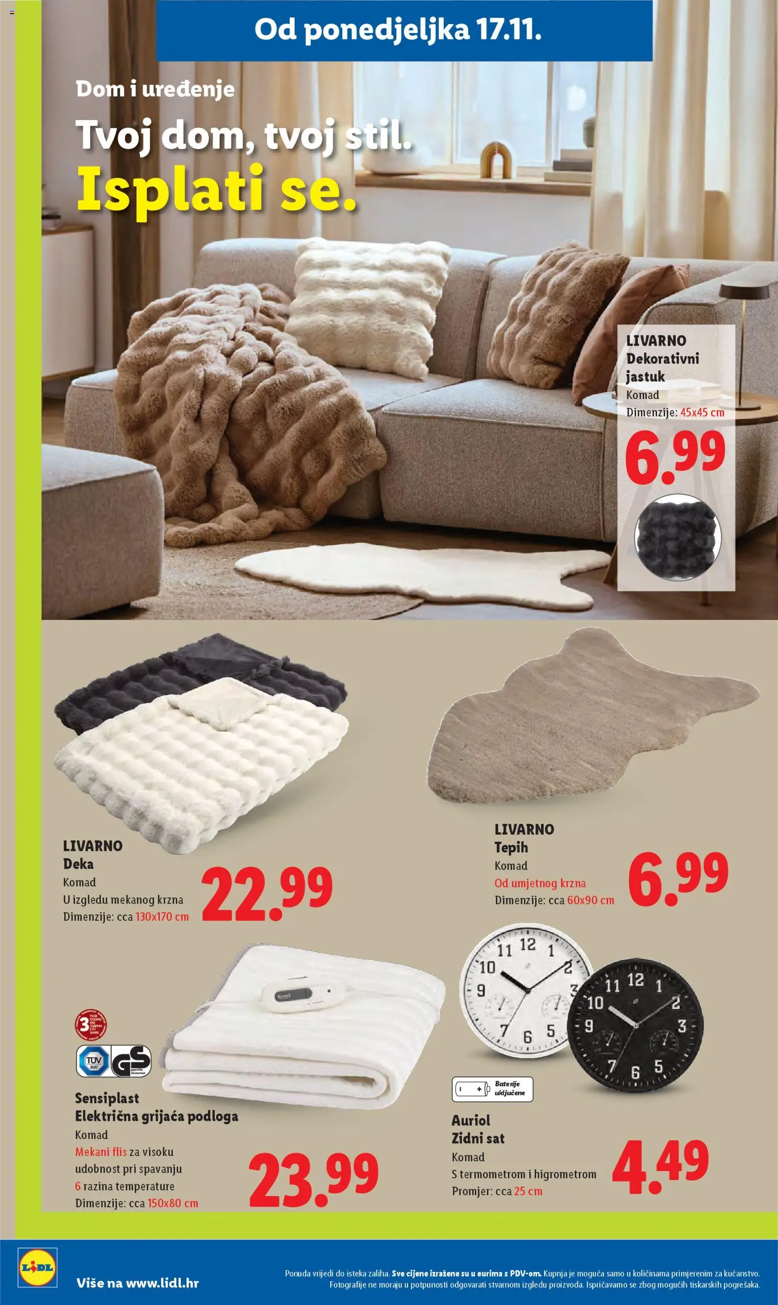 Lidl katalog | vrijedi od 17.11.2025 | Stranica: 50 | Proizvodi: Jastuk, Zidni sat, Baterije, Sat