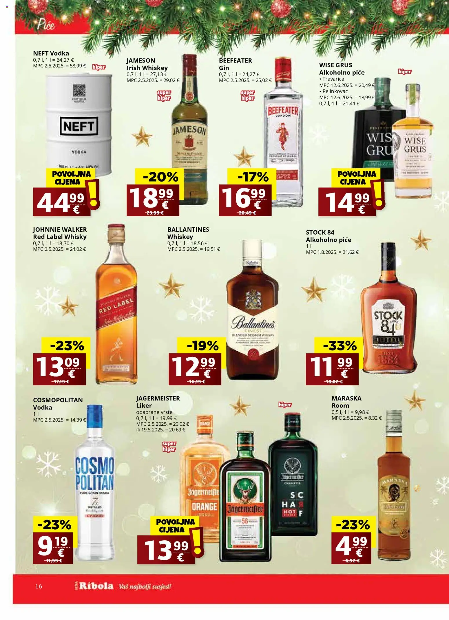 Ribola katalog | vrijedi od 17.12.2025 | Stranica: 16 | Proizvodi: Johnnie Walker, Travarica, Jameson, Liker