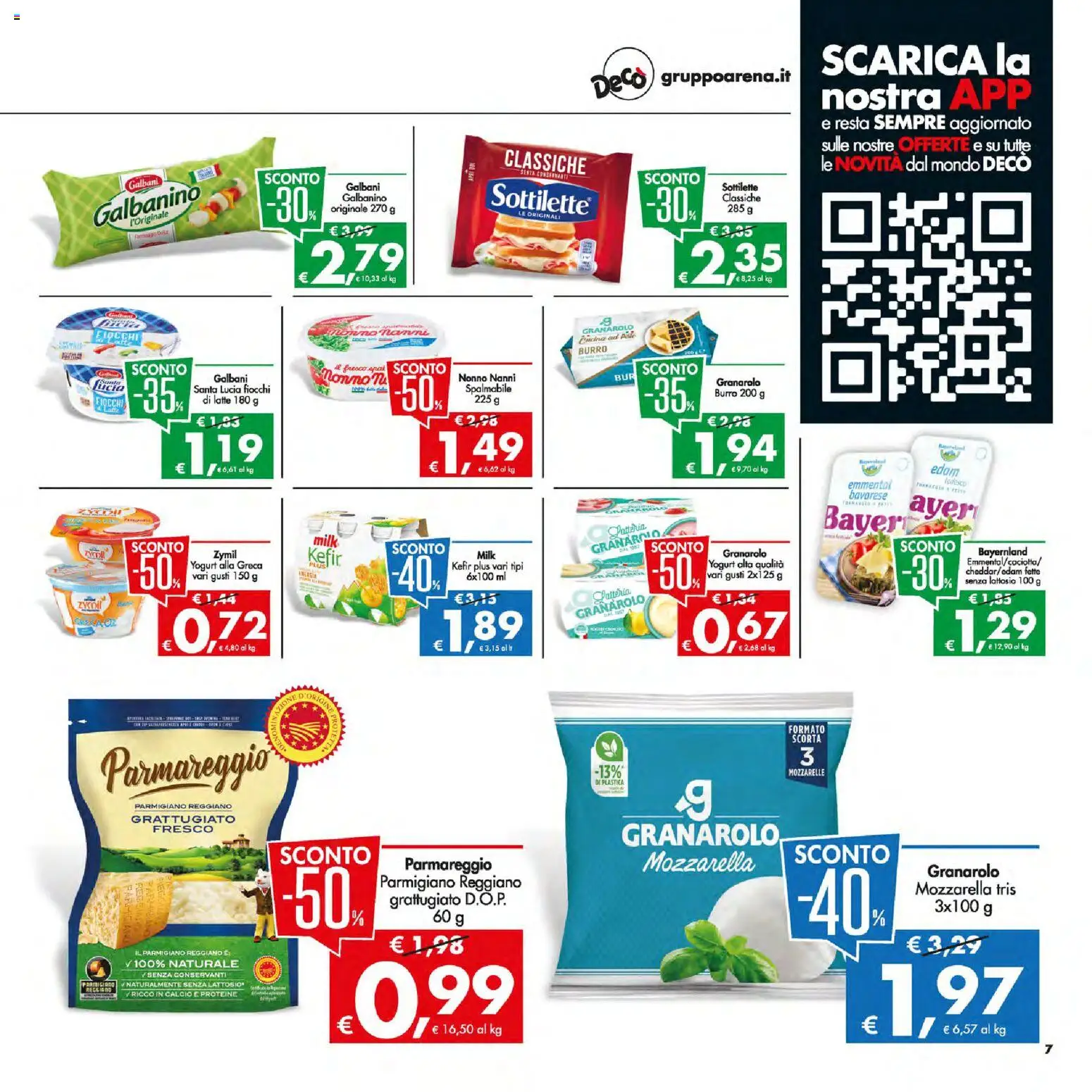 Volantino Decò del 13.01.2026 | Pagina: 7 | Prodotti: Yogurt, Latte, Burro, Parmigiano reggiano
