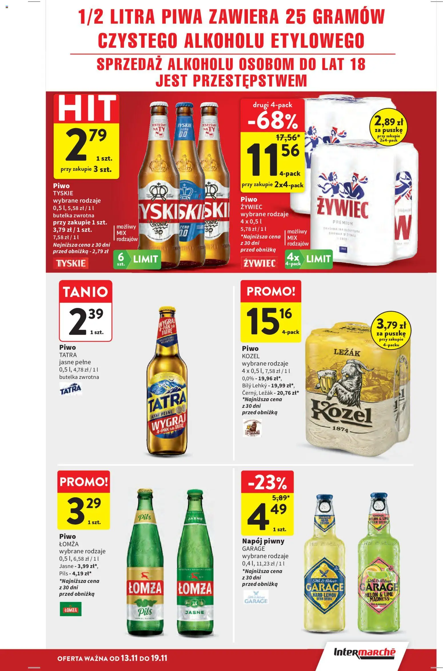 Intermarche Gazetka od 13.11.2025 | Strona: 35 | Produkty: Leżak, Tyskie, Piwo