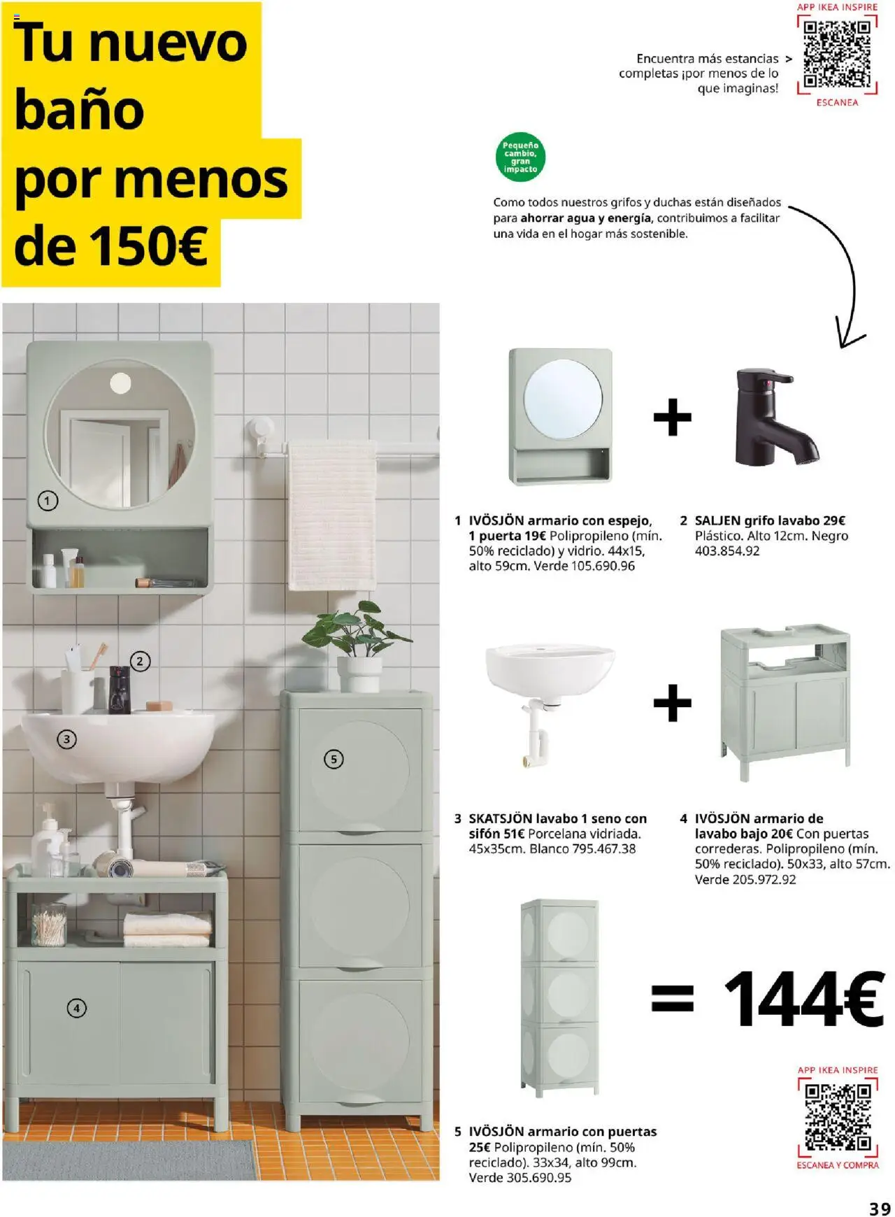 Catálogo IKEA Precios bajos.  │ válido desde el 01.09.2025 | Página: 39 | Productos: Armario, Lavabo, Baño