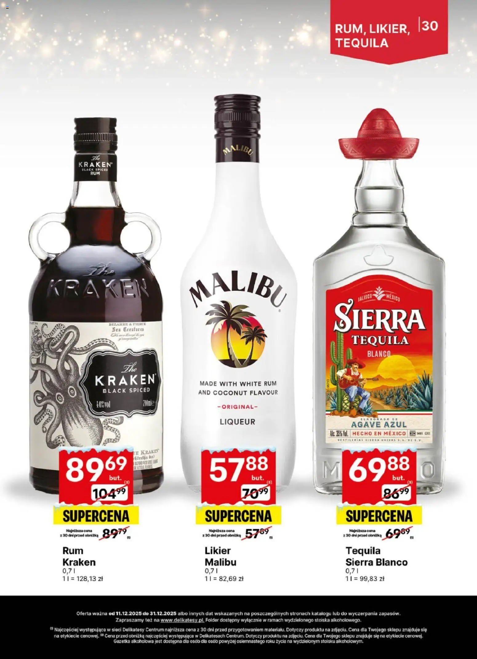 Delikatesy Centrum Gazetka - DeliBarek od 11.12.2025 | Strona: 30 | Produkty: Delikatesy, Tequila, Rum