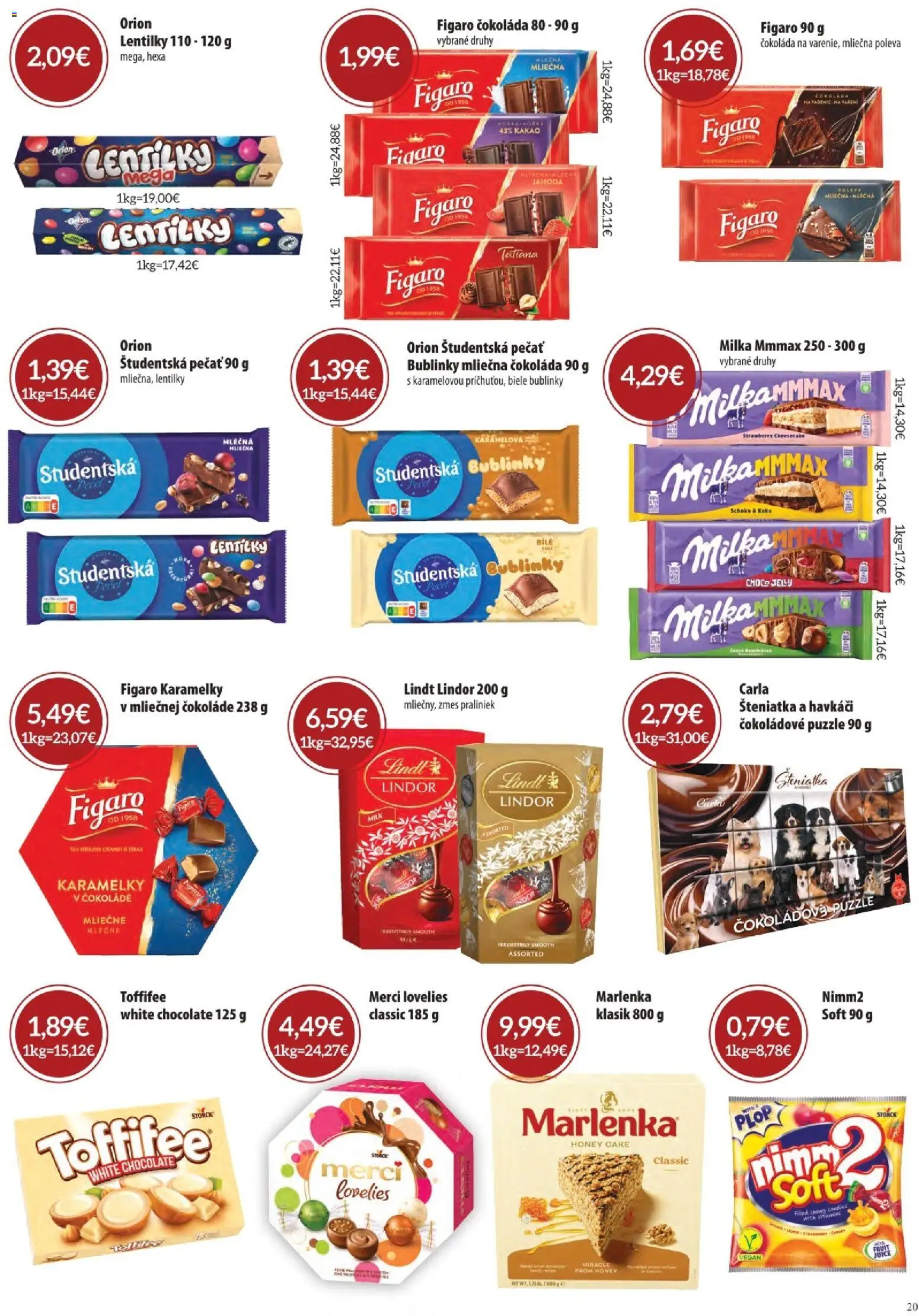 Nové CBA Komfos akcie – leták je platný od 07.05.2026 | Strana: 19 | Produkty: Lindor, Čokoláda, Toffifee, Kakao
