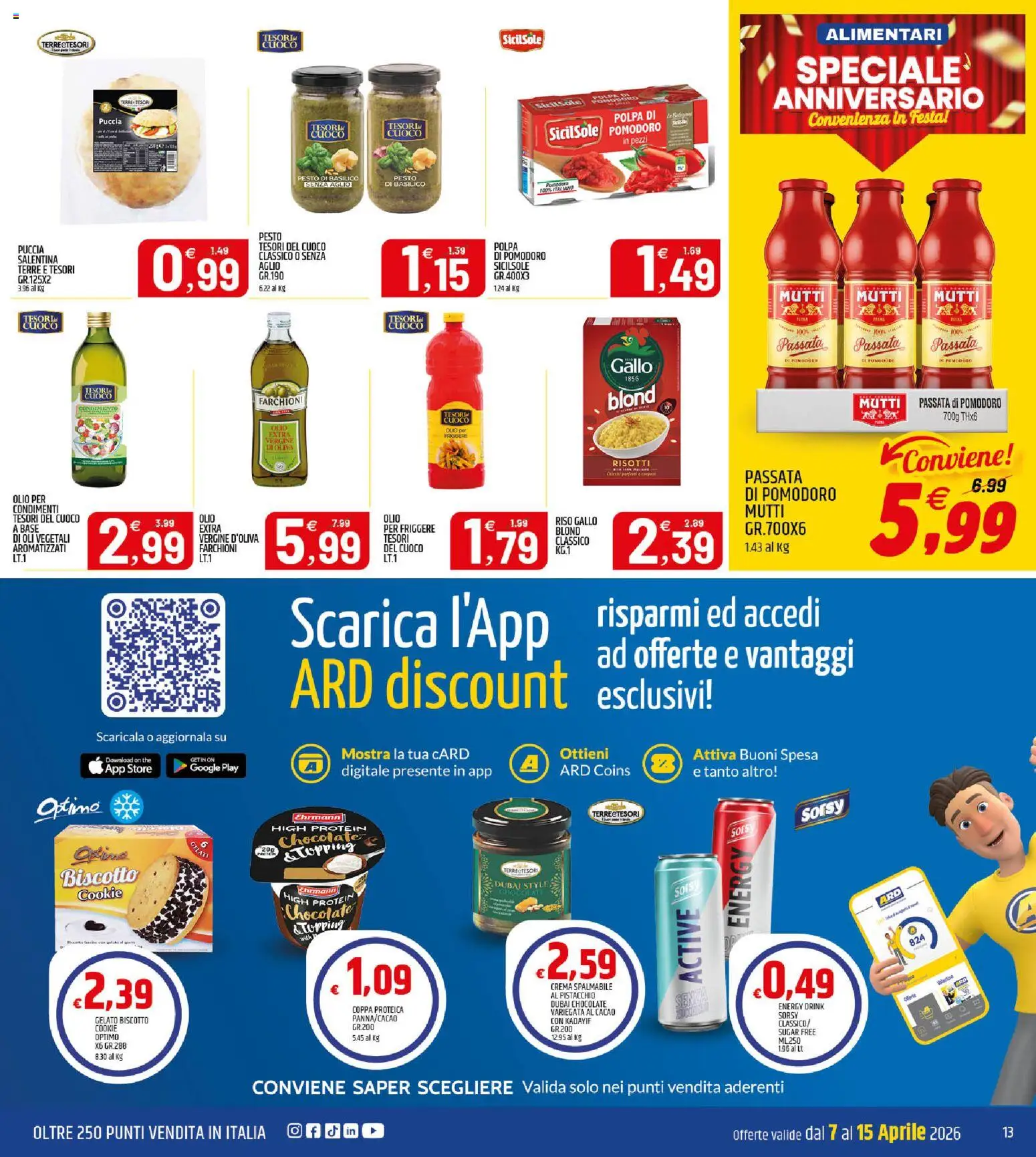 Volantino ARD Discount del 07.04.2026 | Pagina: 13 | Prodotti: Riso, Olio, Pesto, Passata di pomodoro