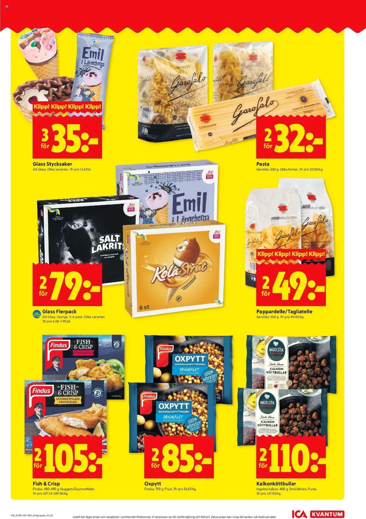 ICA Kvantum reklamblad aktuell från 25.08.2025 | Sida: 7 | Produkter: Köttbullar, Nötkött, Pasta, Glass