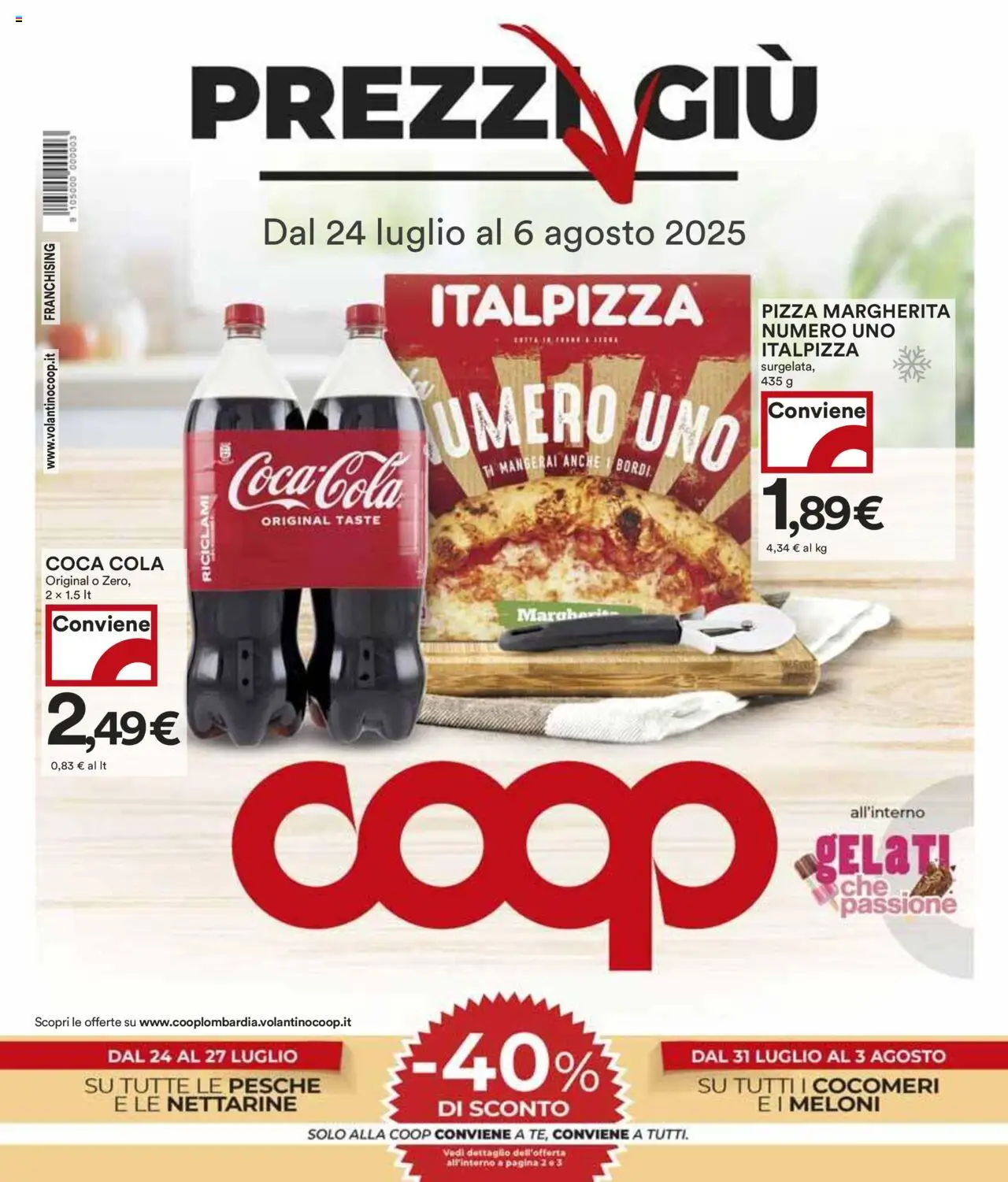 Volantino COOP del 24.07.2025 | Pagina: 1 | Prodotti: Pizza, Coca Cola