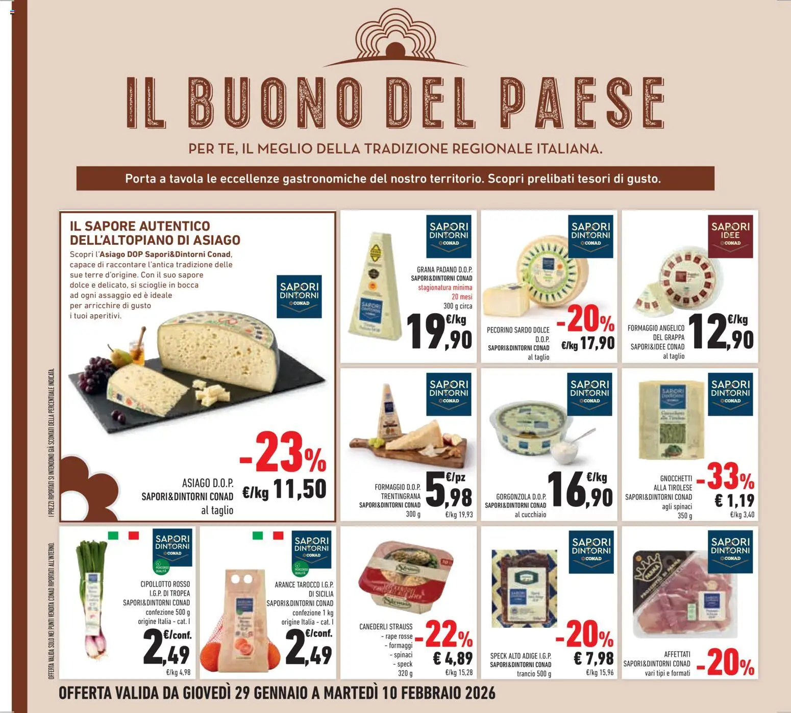 Volantino Conad del 29.01.2026 | Pagina: 14 | Prodotti: Spinaci, Gorgonzola, Pecorino, Gnocchetti