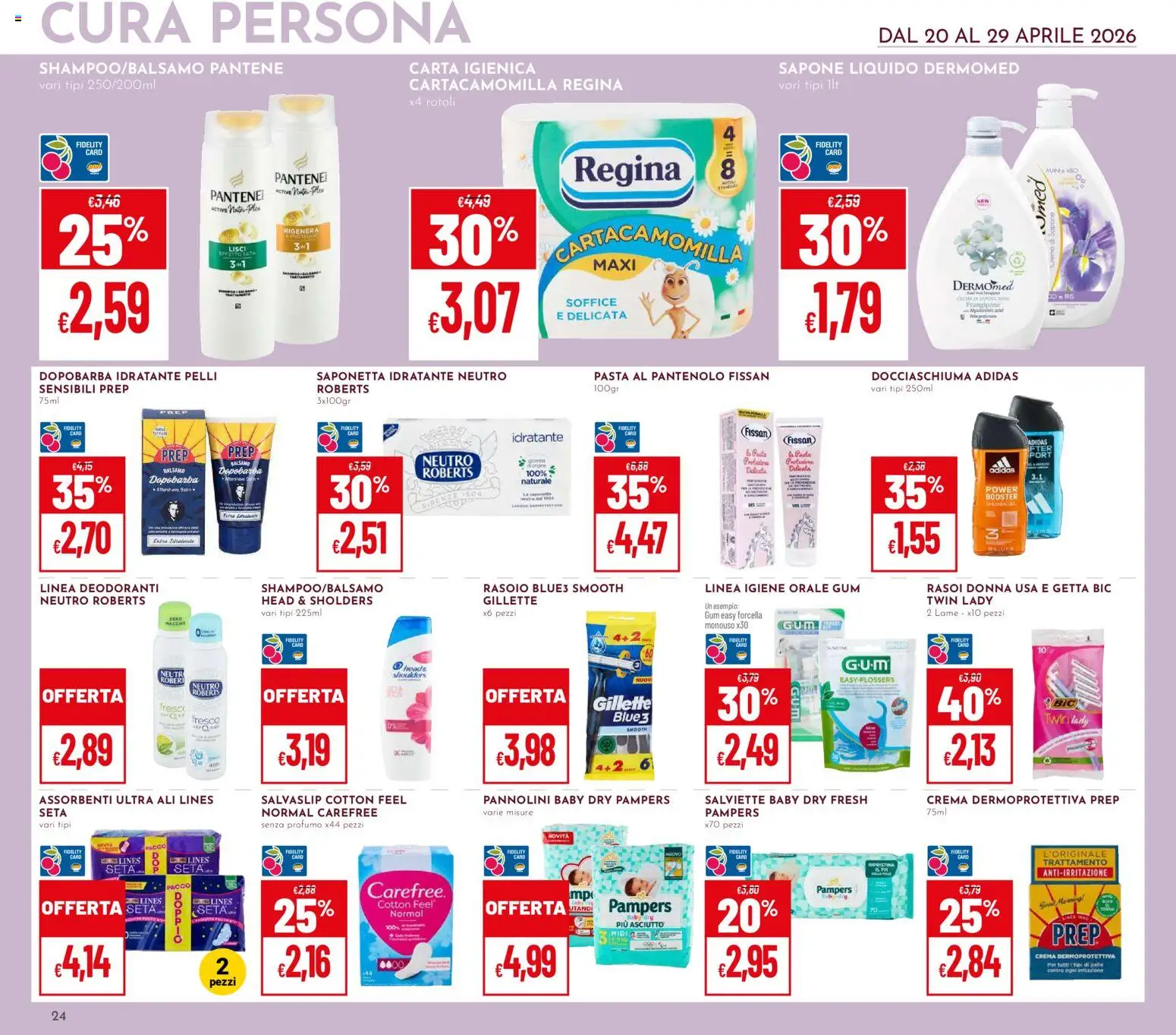 Volantino Pan del 20.04.2026 | Pagina: 24 | Prodotti: Crema, Rasoio, Pampers, Profumo